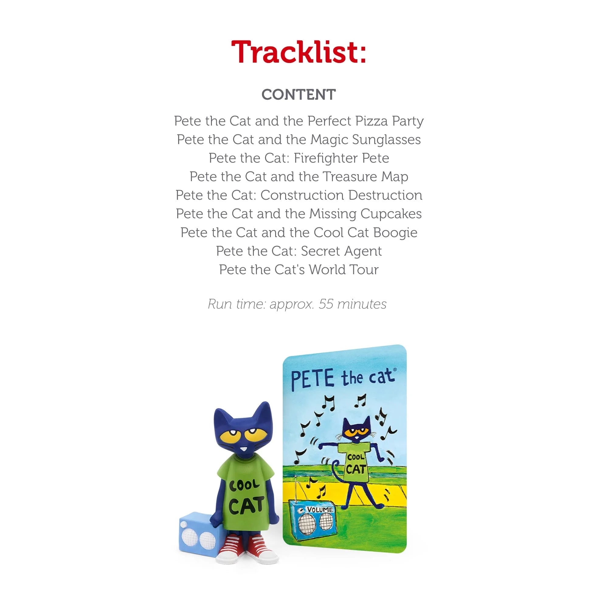 Pete the Cat, Audio Play Figurine for Portable Speaker, Small, Multicolor, Plastic