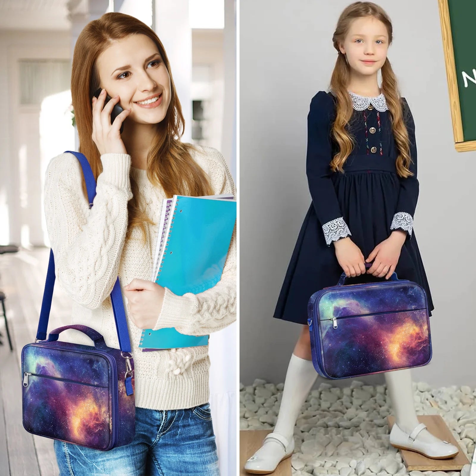 Large Bible Cover with Shoulder Strap, Durable Carrying Case, Bible Protection, Ideal Gift for Female Women, Galaxy