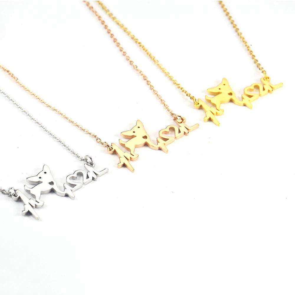 Simple Dog Heartbeat Necklace Creative Animal Electrocardiogram Lover