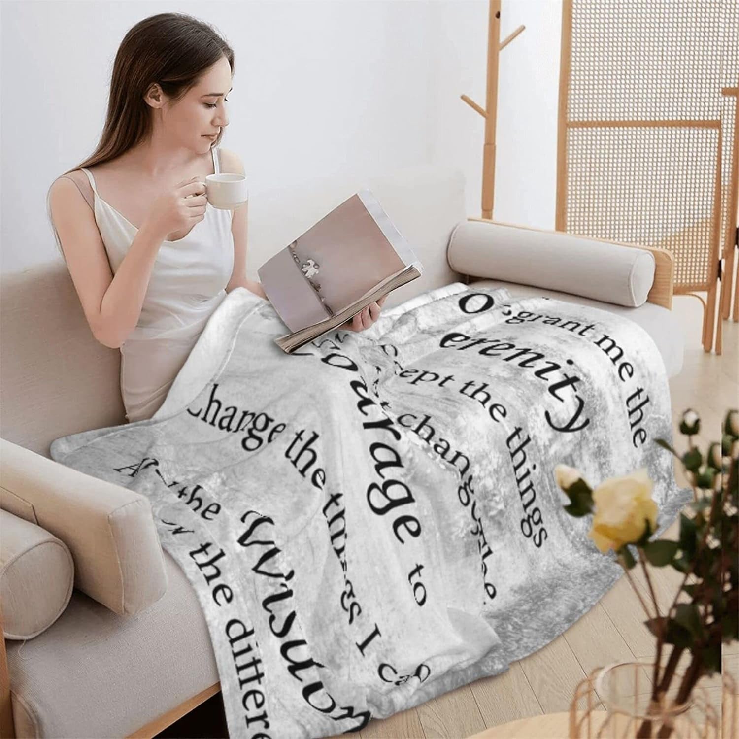 Scripture Blanket with Healing Caring Prayer Religious Gifts for Women Lightweight, Cozy, Warm Christian Bible Verse Throw Blanket, 70×55 Inch, Grey