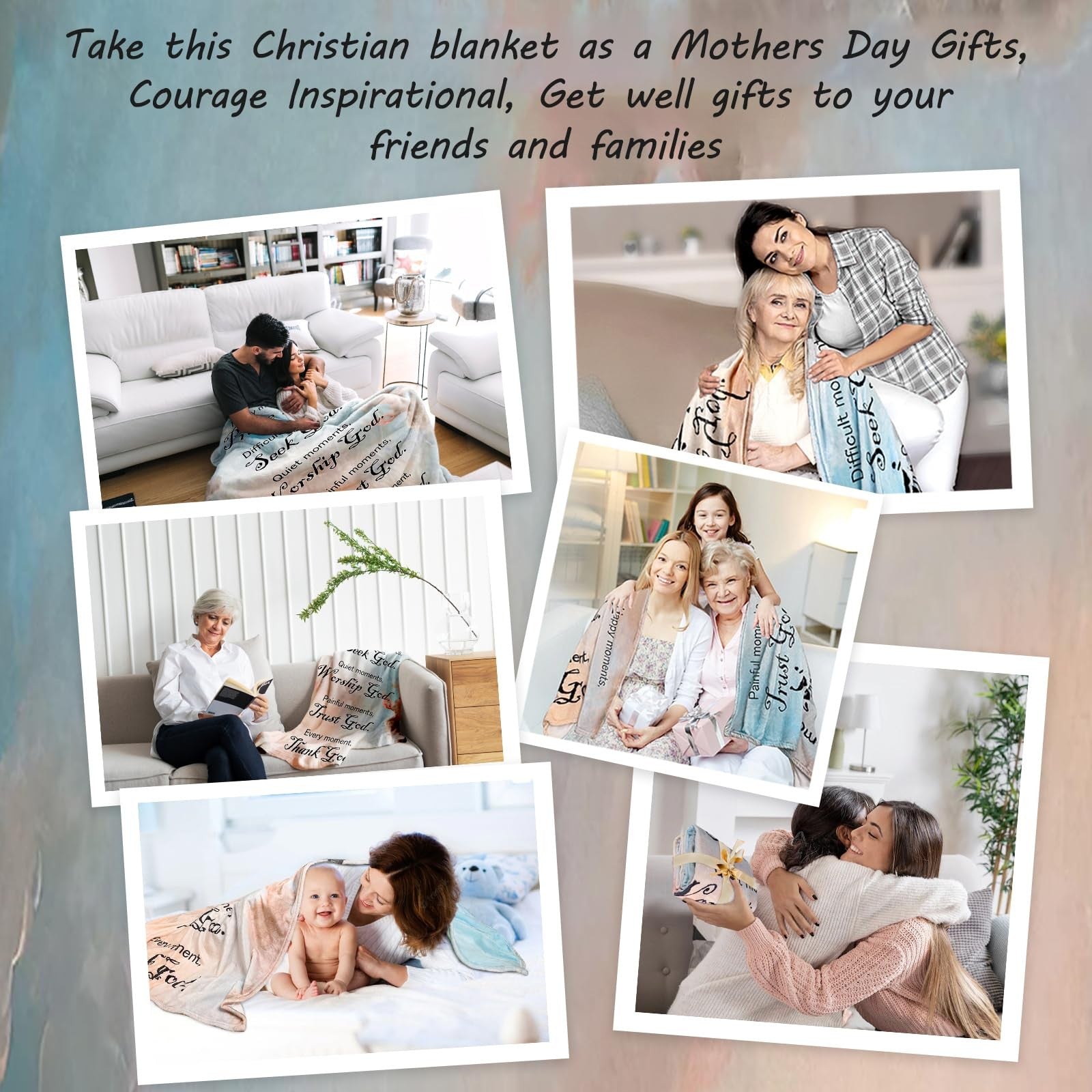 Healing Throw Blanket with Inspirational Prayers - Soft 40X50 Gift for Women Men