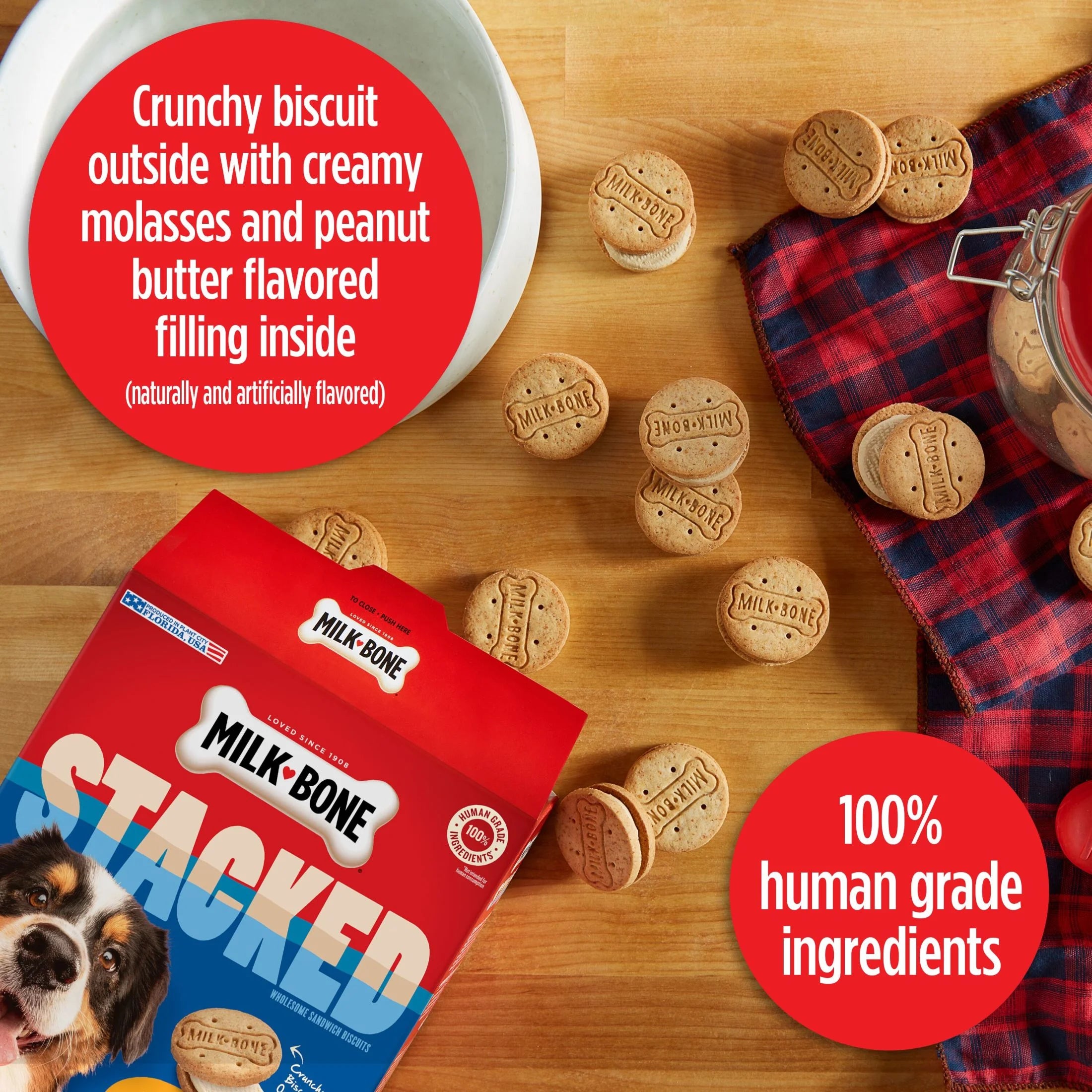 Milk Bone Stacked Dog Biscuits, Molasses & Peanut Butter Flavor, Naturally & Artificially Flavored, 10 Oz