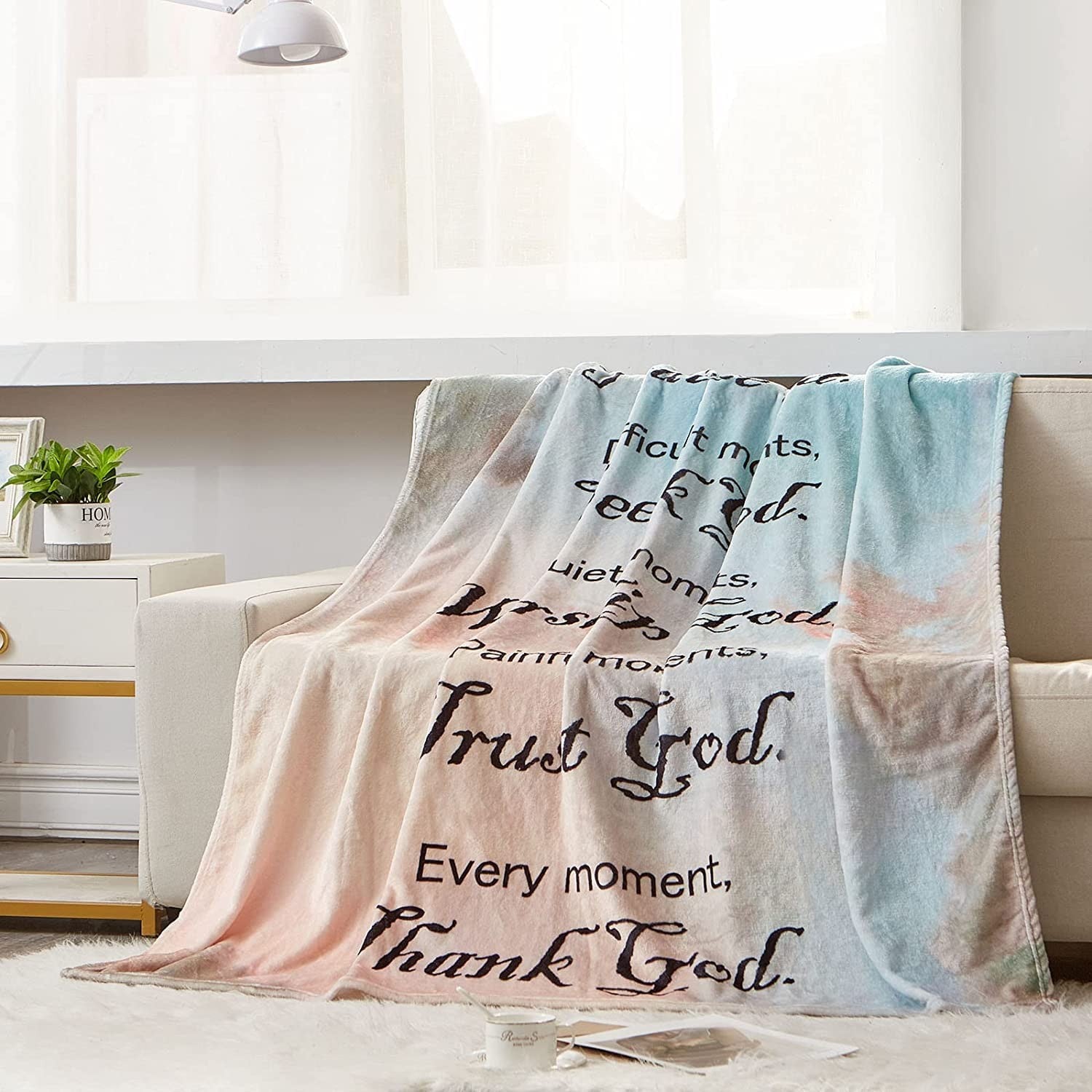Healing Throw Blanket with Inspirational Prayers - Soft 40X50 Gift for Women Men