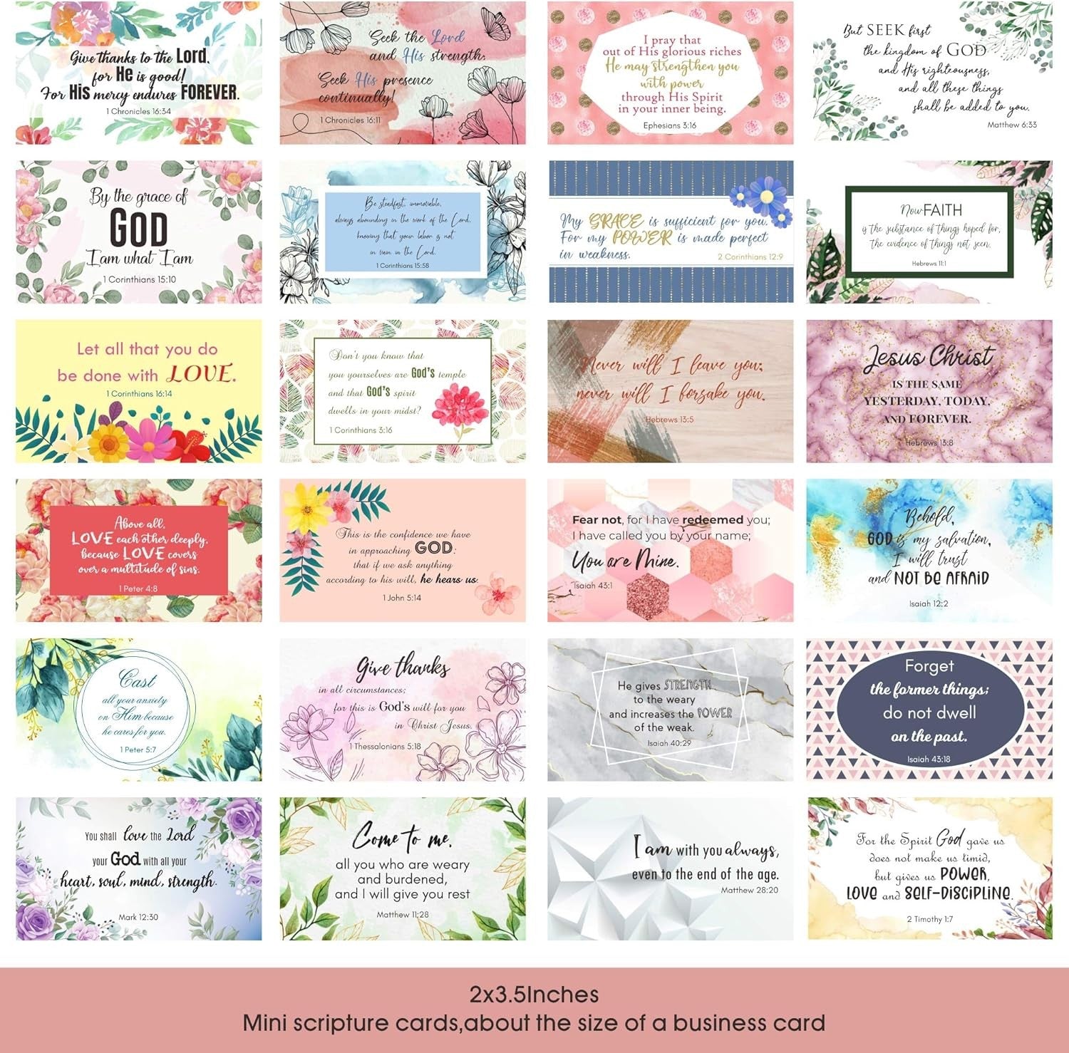 BRYTEFY 100 Prayer Cards for Women with Assorted Bible Verses, Mini Floral