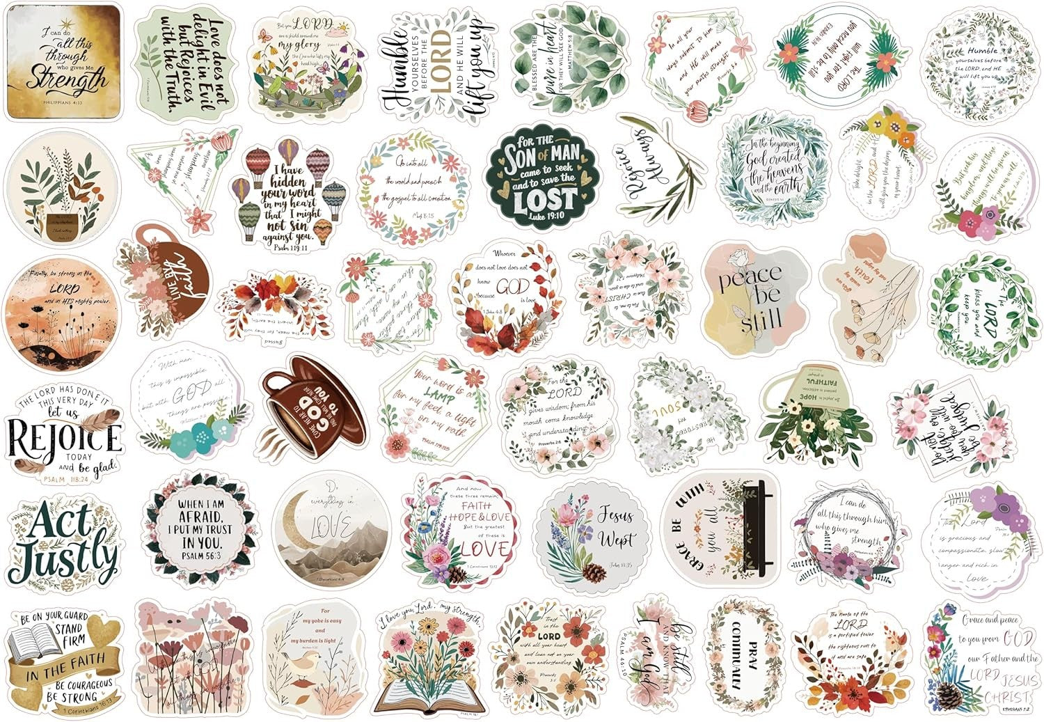 50Pcs Bible Verse Stickers, Inspirational Jesus Sticker, Christian