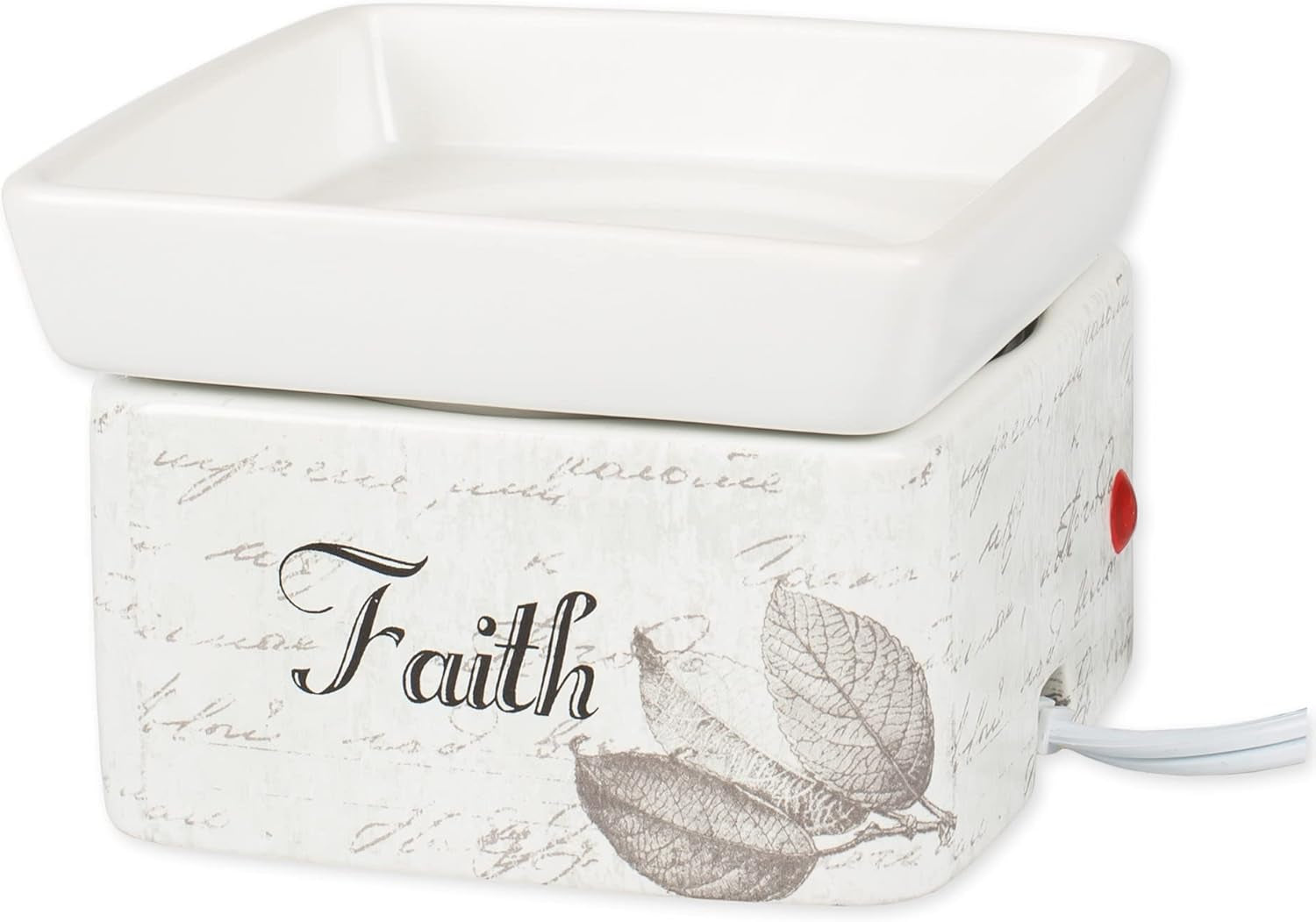 Dream Actions Faith Stronger Stoneware Electric 2 in 1 Jar Candle and Wax Tart Oil Warmer