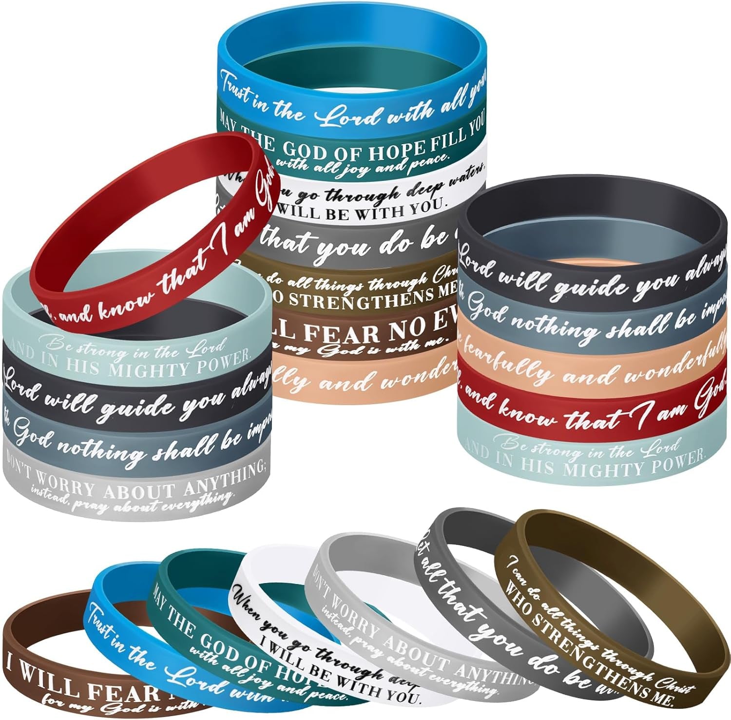 Bible Verses Bracelets Bulk Scripture Silicone Wristbands Inspirational Motivati