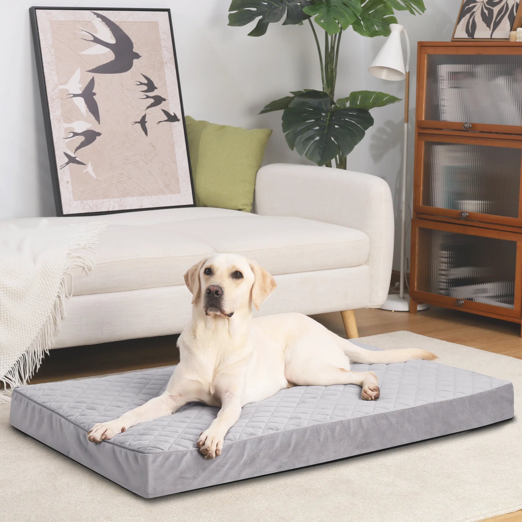 23" Waterproof Orthopedic Dog Bed for Small Dogs, Pet Crate Bed with Removable Washable Cover