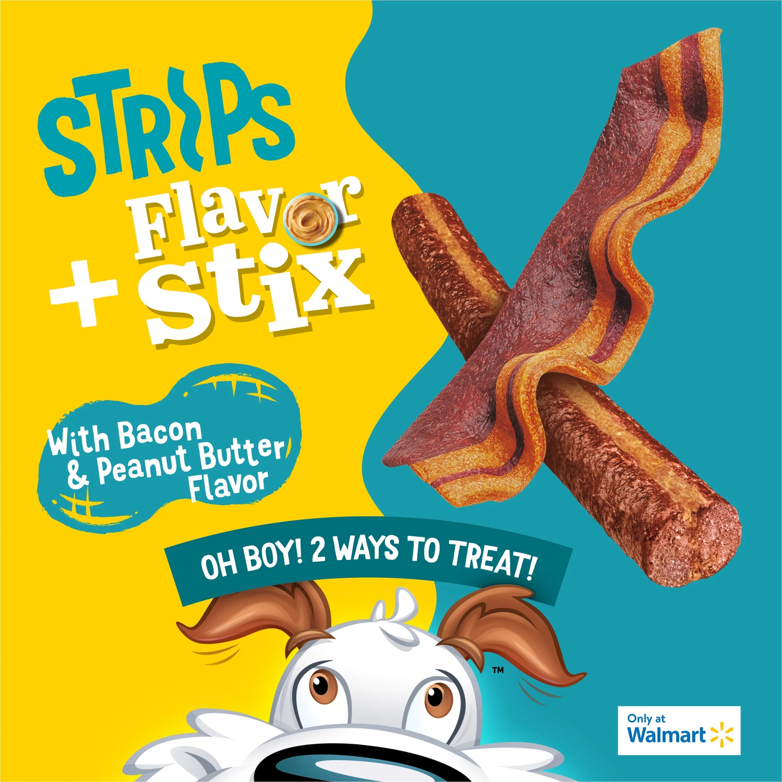 Purina  Sticks & Flavor Stix Dog Treats with Bacon & Peanut Butter Tender Chews, 6 Oz Pouch