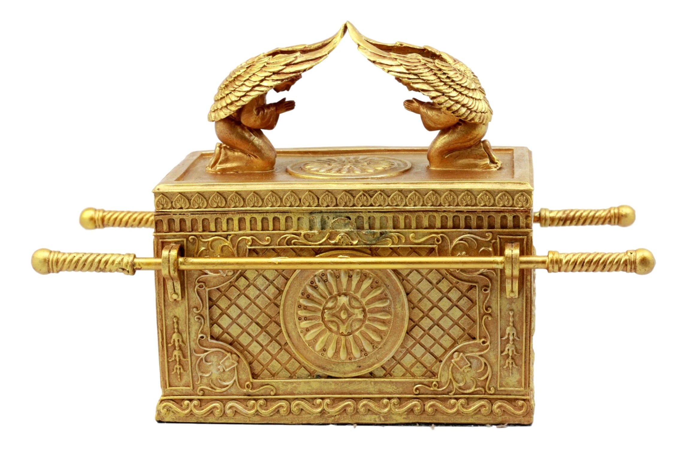 Ebros Golden Ark of the Covenant with Ten Commandments Rod of Aaron and Manna Religious Decorative Figurine Trinket Jewelry Box 9.5" Long …