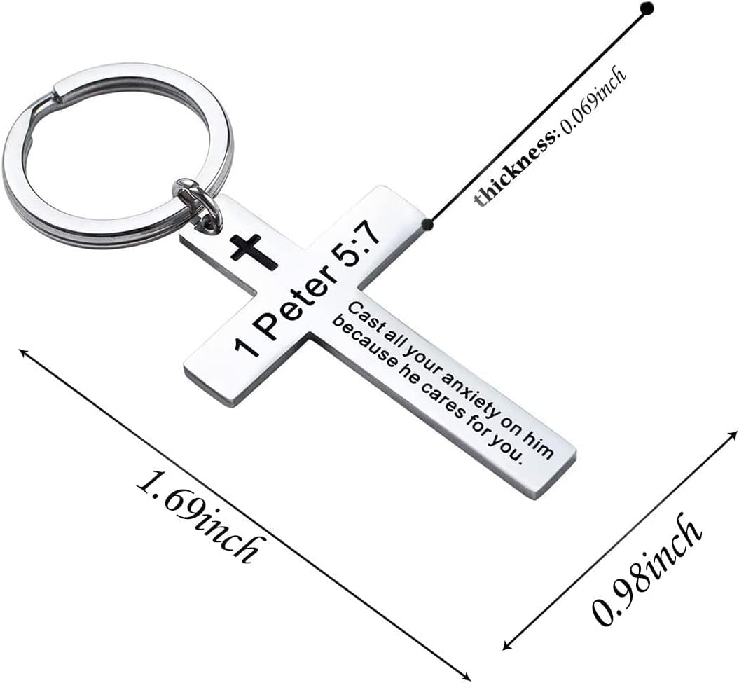 Bible Verse Keychain Christian Cross Keychain for Women, Cross Key Chain for Men Religious Scripture