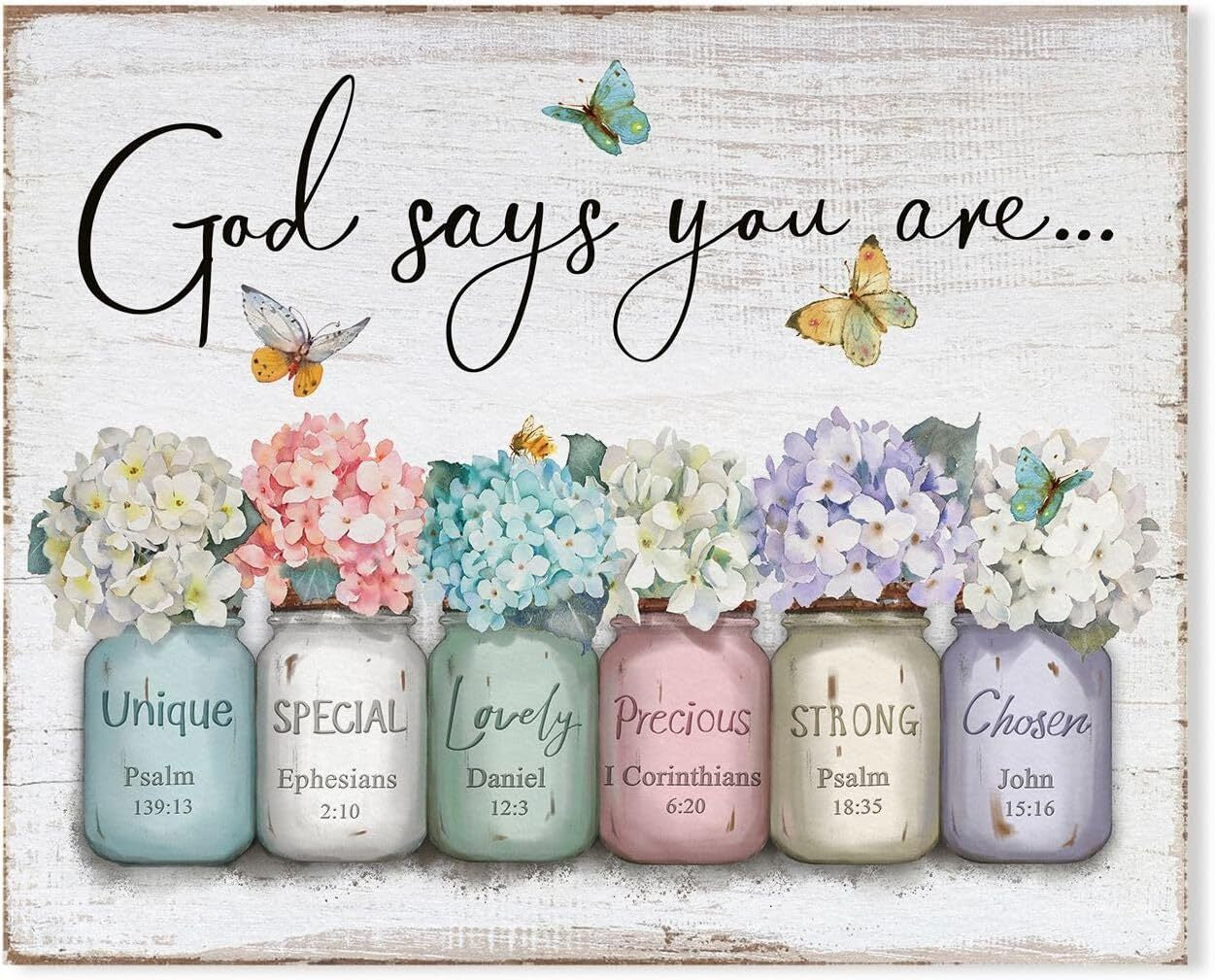 Inspirational Bible Verse Wall Art: God Says You Are Wall Sayings Flowers in Mas