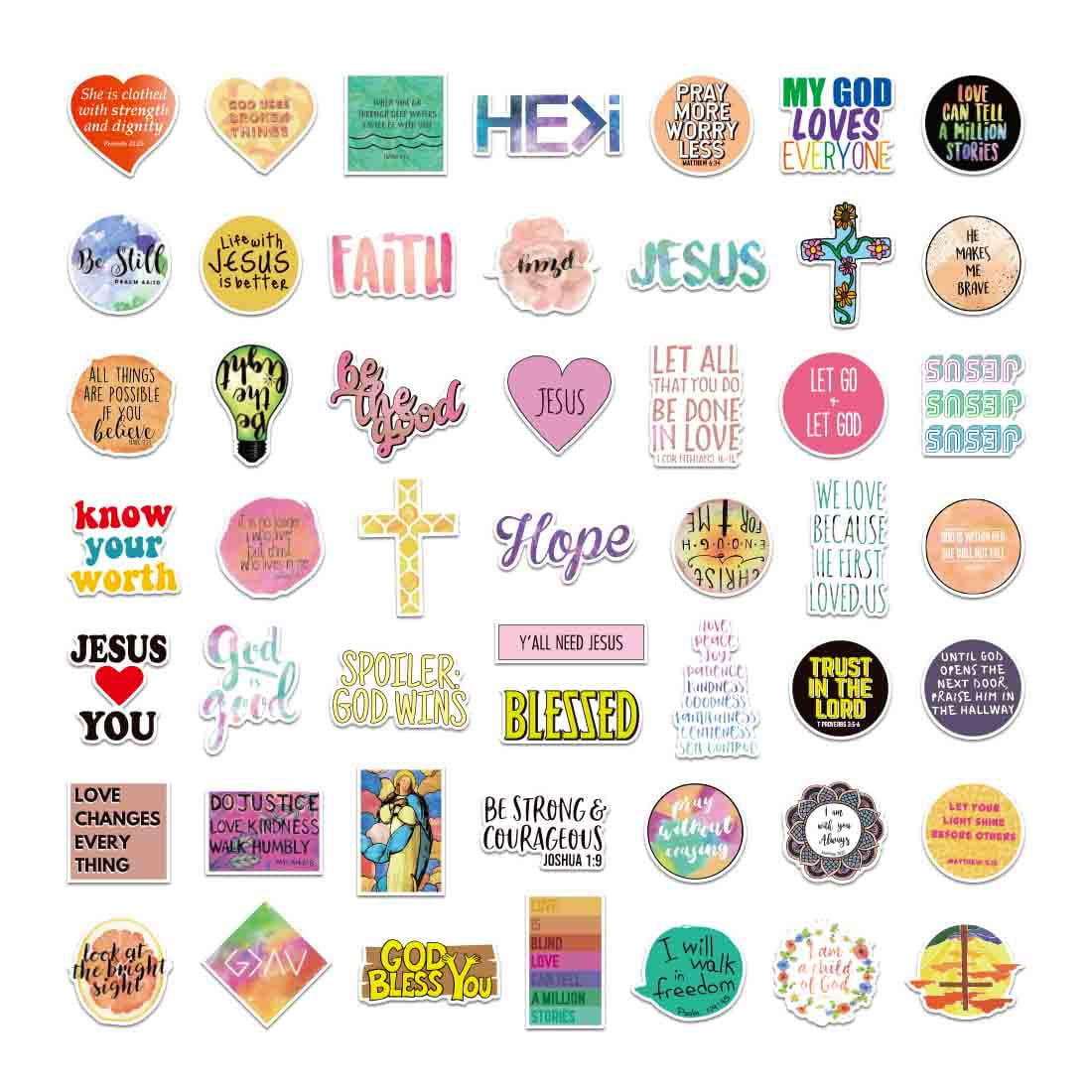 Jesus Christian Stickers for Water Bottle Journaling Laptop 100Pcs, Religious Bible Verse Stickers Pack for Adults Kids, Inspirational Scripture Spiritual Faith Decals, Vinyl Christian Gifts