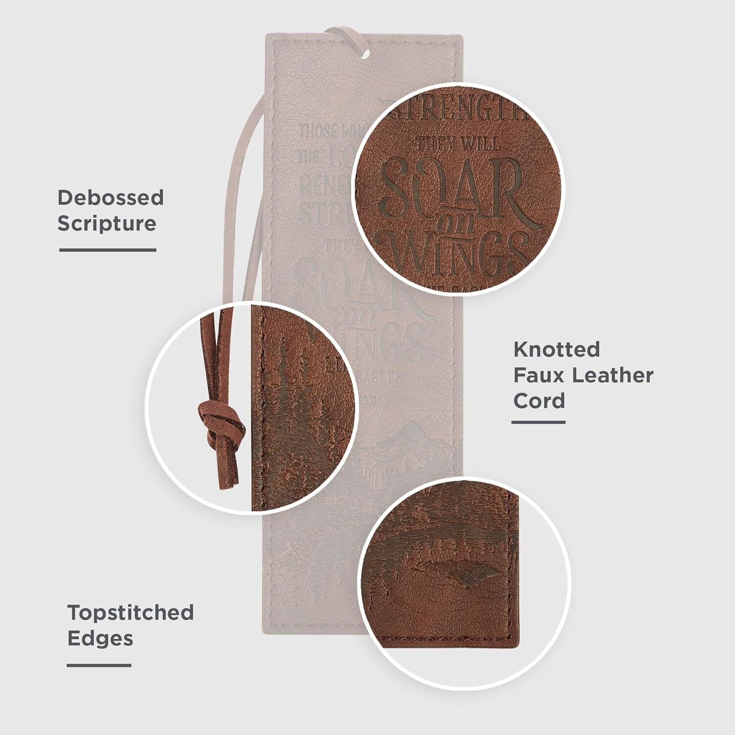 Christian Art Gifts Premium Vegan Faux Leather Scripture Bookmark for Men: Soar
