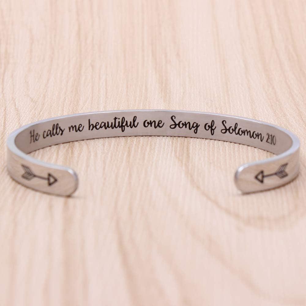 Christian Gifts for Women Inspirational Religious Bracelets for Women Her Girls Cuff Bangle Mens Bracelets Bible Verse Faith Baptism Gifts for Teenage Girls Mantra Quotes Engraved Jewelry