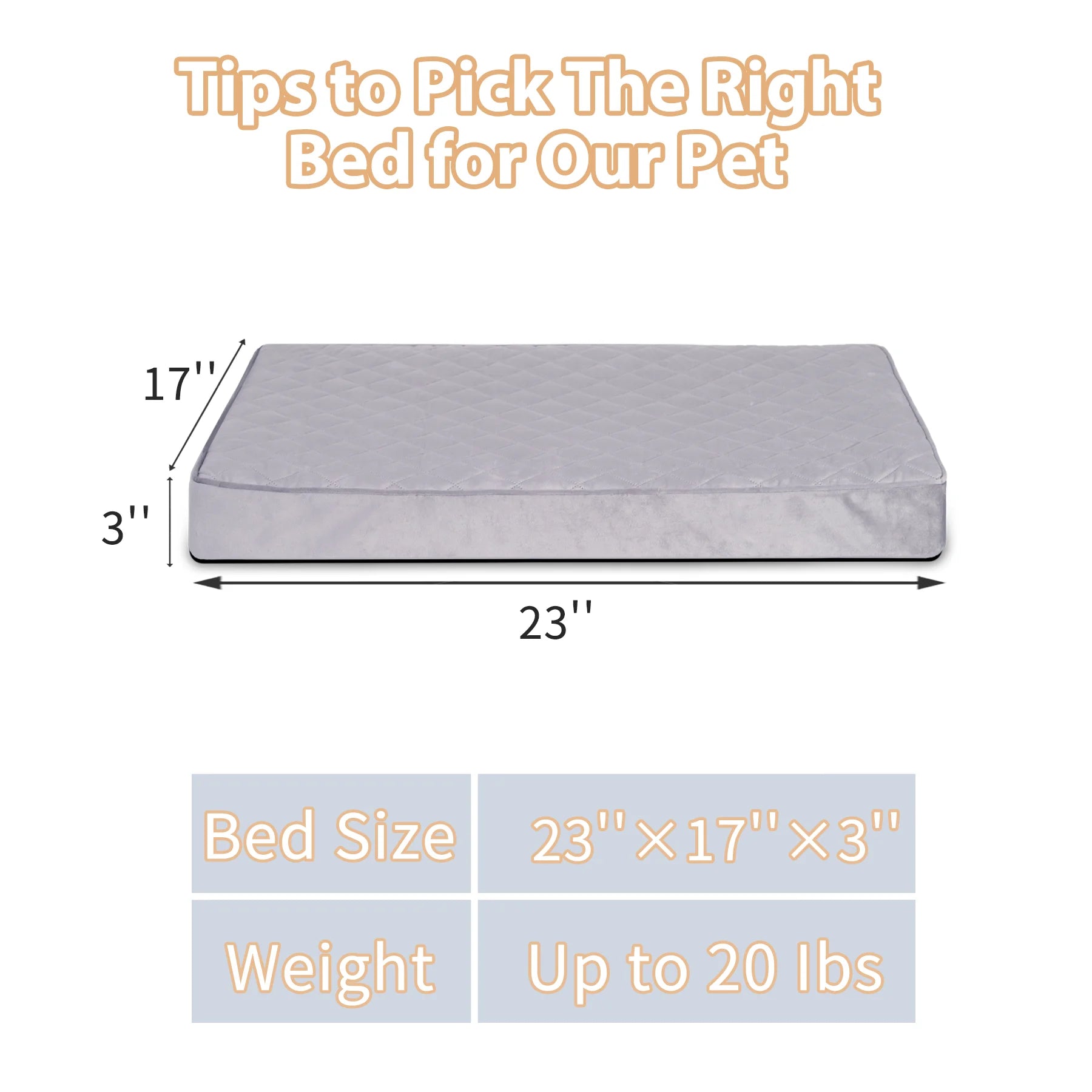 23" Waterproof Orthopedic Dog Bed for Small Dogs, Pet Crate Bed with Removable Washable Cover