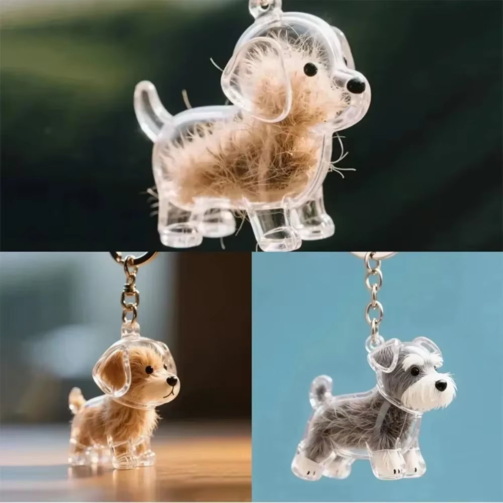 Dogs Hair Storage Pendant Cute Keychain Bag Pendant Couple Car Key Chains Jewelry Souvenir Collection Gift Decor Dog Accessories