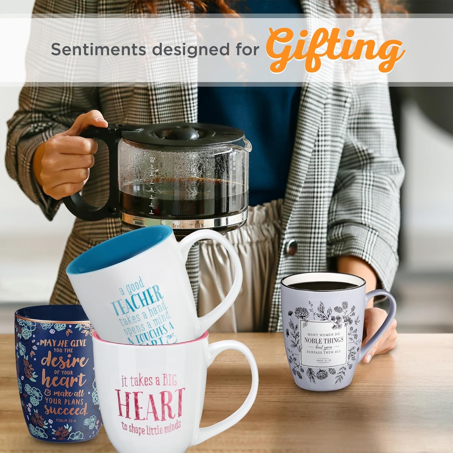 Pink Ceramic Coffee Mug – 14 Oz. Lead and Cadmium-Free Inspirational Scripture Coffee and Tea Mug for Teachers with Bible Verse: Let All You Do Be Done in Love – Corinthian 16:14