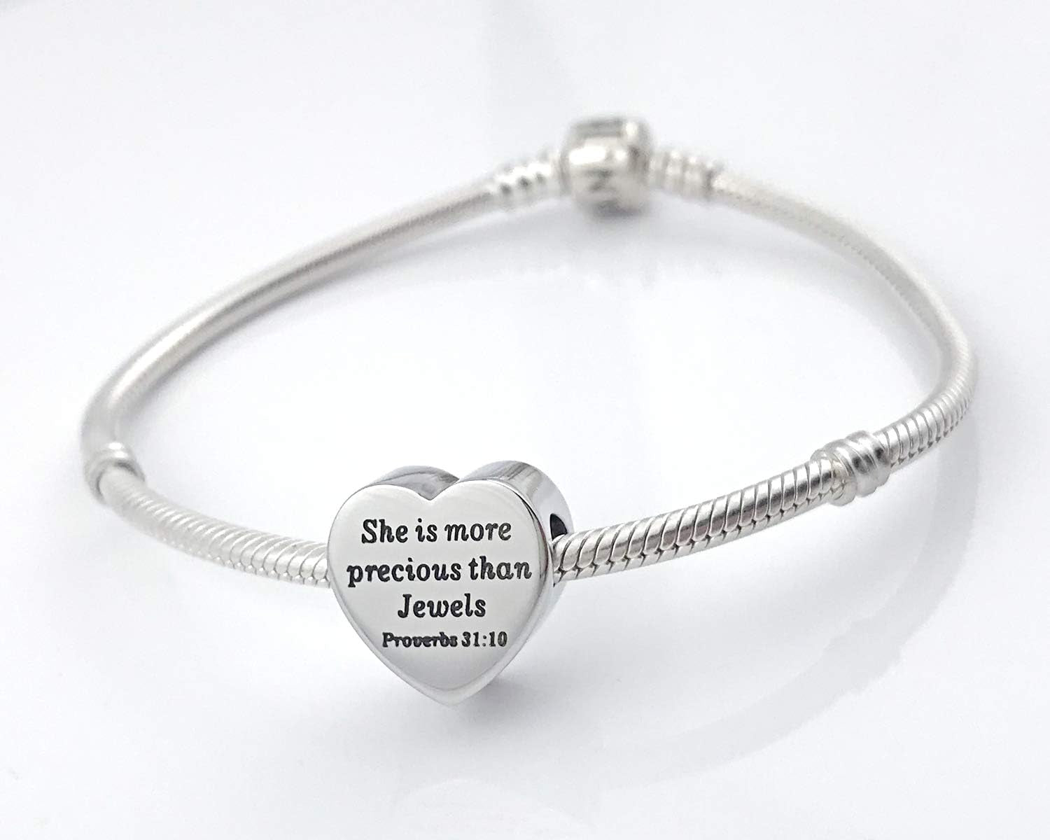 Heart Charm Fit Pandora Charms Bracelet Christian Bible Verse Charm Prayer Faith Religious Charms Gifts for Women