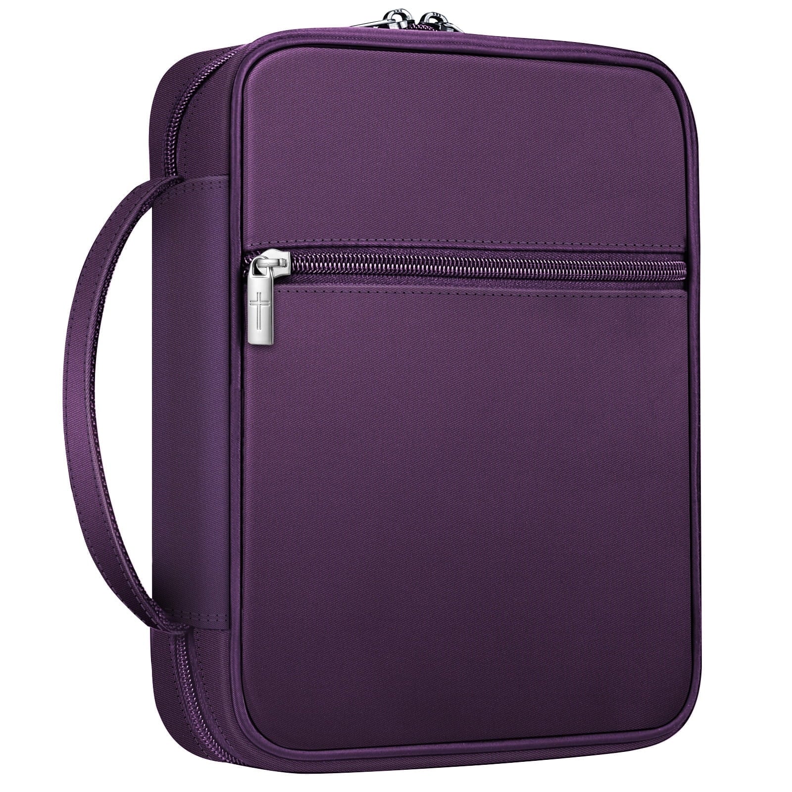 Bible Cover, Carrying Book Case Church Bag Bible Protective with Handle and Zippered Pocket, Perfect Gift for Men Women Father, Purple