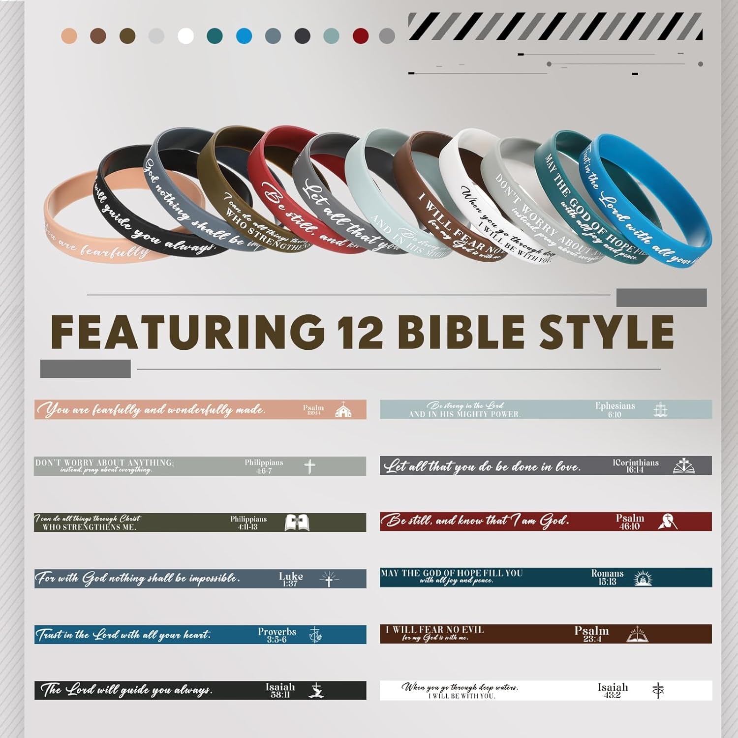 Bible Verses Bracelets Bulk Scripture Silicone Wristbands Inspirational Motivati