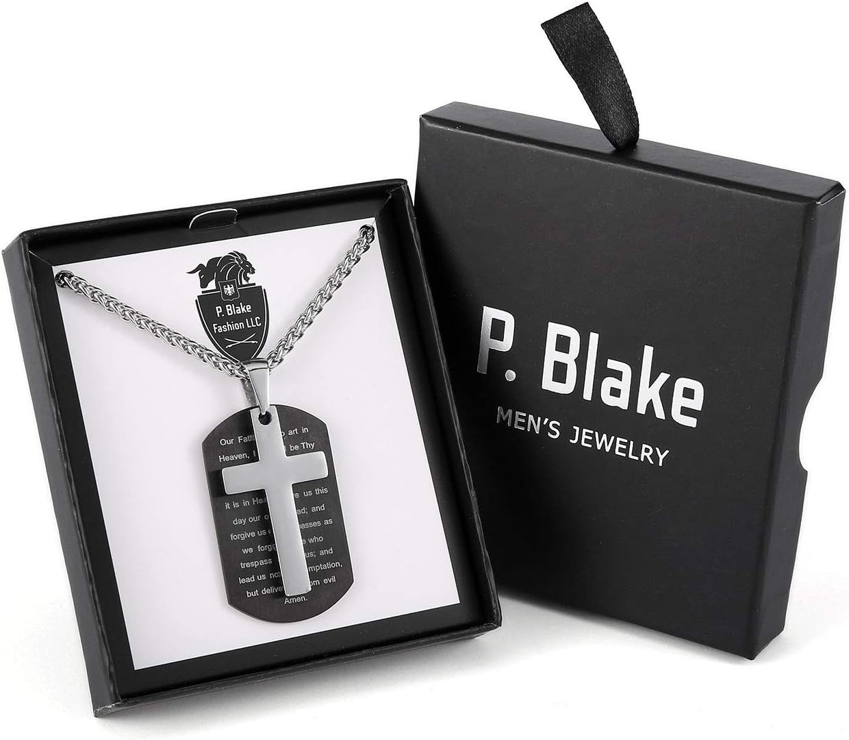 Dog Tag Cross Necklace Gifts for Men Boys, Stainless Steel Bible Verse Pendant Chain Necklace Military Christian Religious Christmas Stocking Stuffers Jewelry Gifts for Him Teens Kids Male