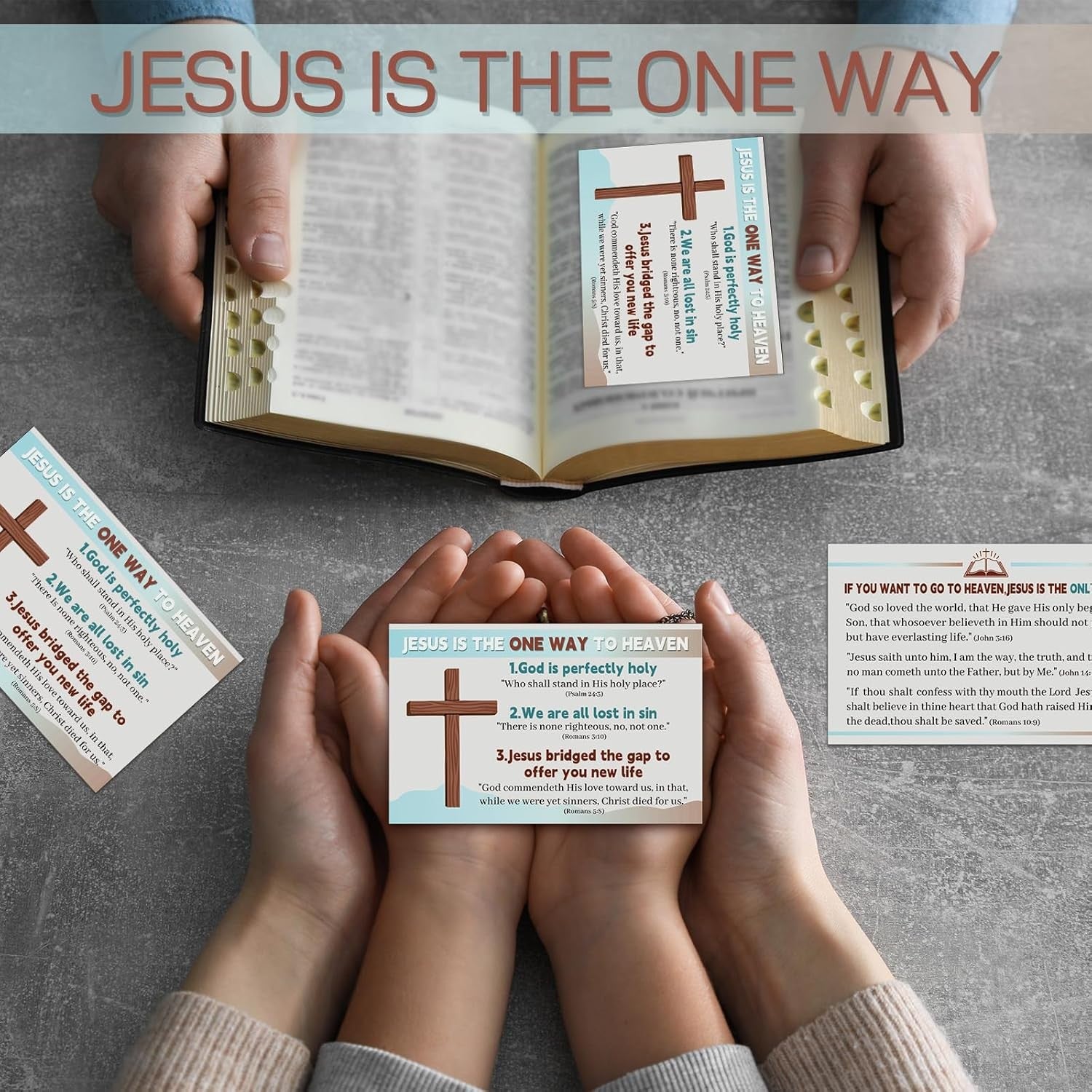 300 Pcs Gospel Tract Card Plan of Salvation Cards Bible Tracts Prayer Postcar...