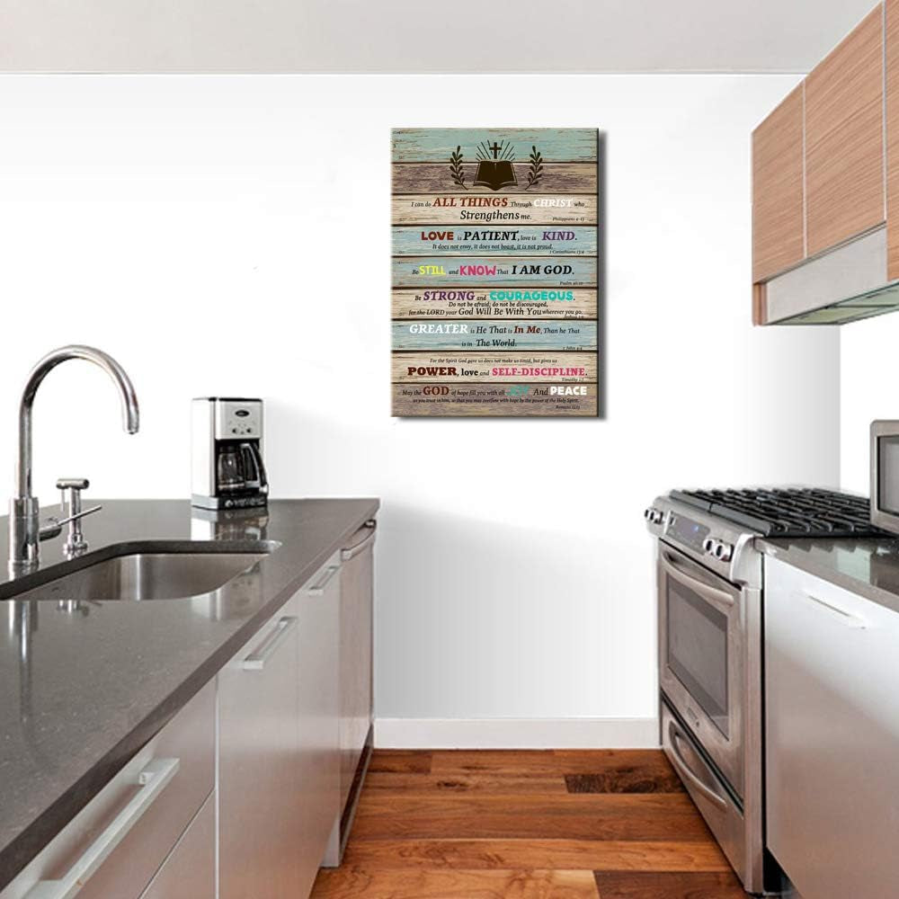 Bible Verse Christian Wall Decor Scripture Inspirational Wall Art for Living Room Bathroom Rustic Religious Gifts Teen Room Decor Be Still and Know That I Am God