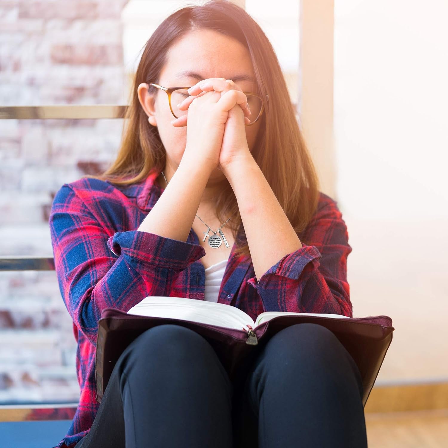 God Necklace Christian Religious Bible Verse Scripture Inspirational Prayer Necklaces Engraved for We Walk by Faith, Not by Sight -2 Corinthians 5:7