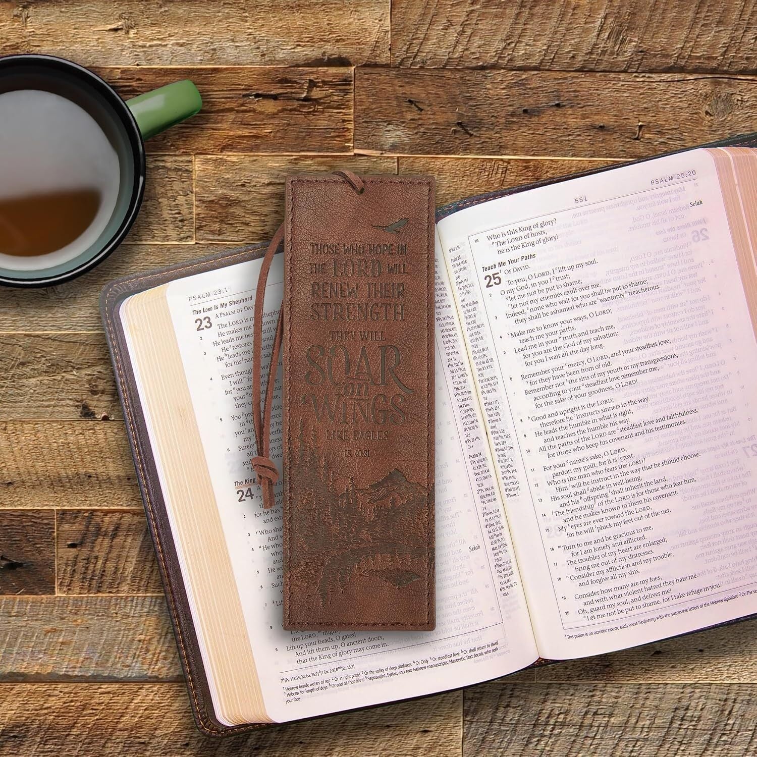 Christian Art Gifts Premium Vegan Faux Leather Scripture Bookmark for Men: Soar