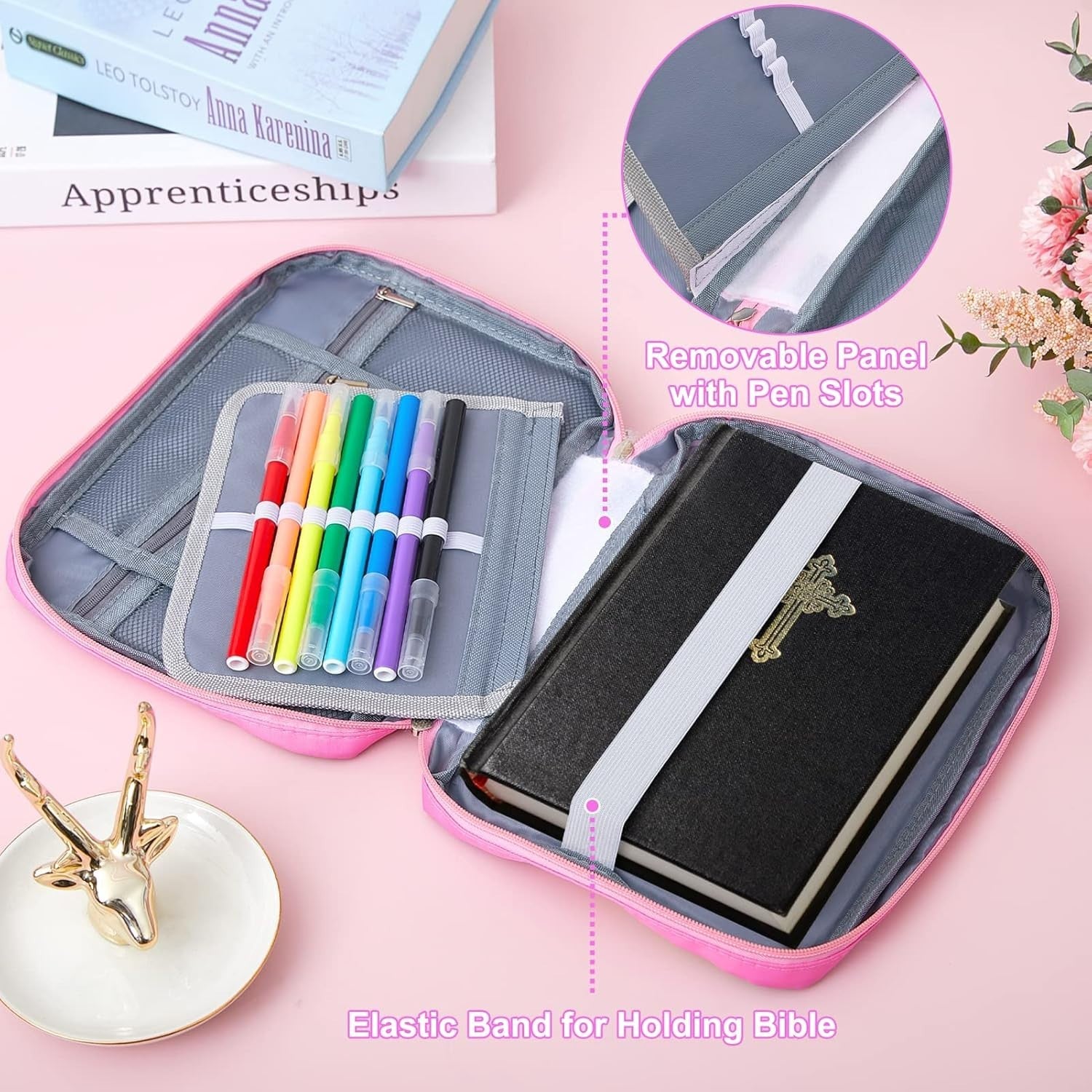 Bible Cover Case for Women Girls Kids Bible Case Large Bible Tote Bag with Handl