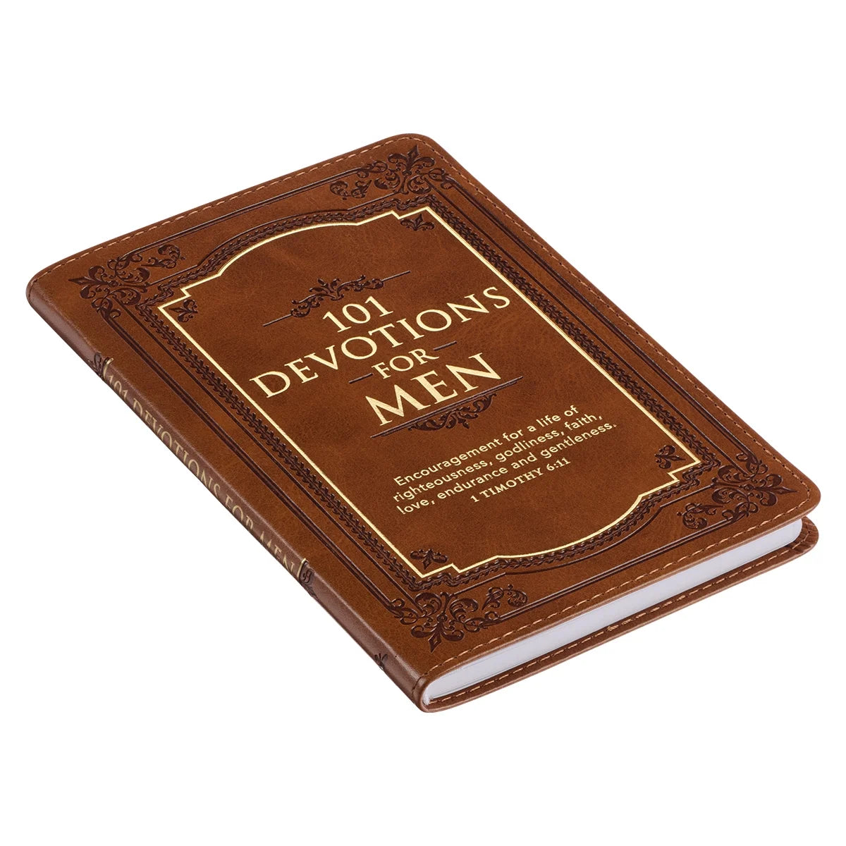 101 Devotions for Men, Brown Vegan Leather