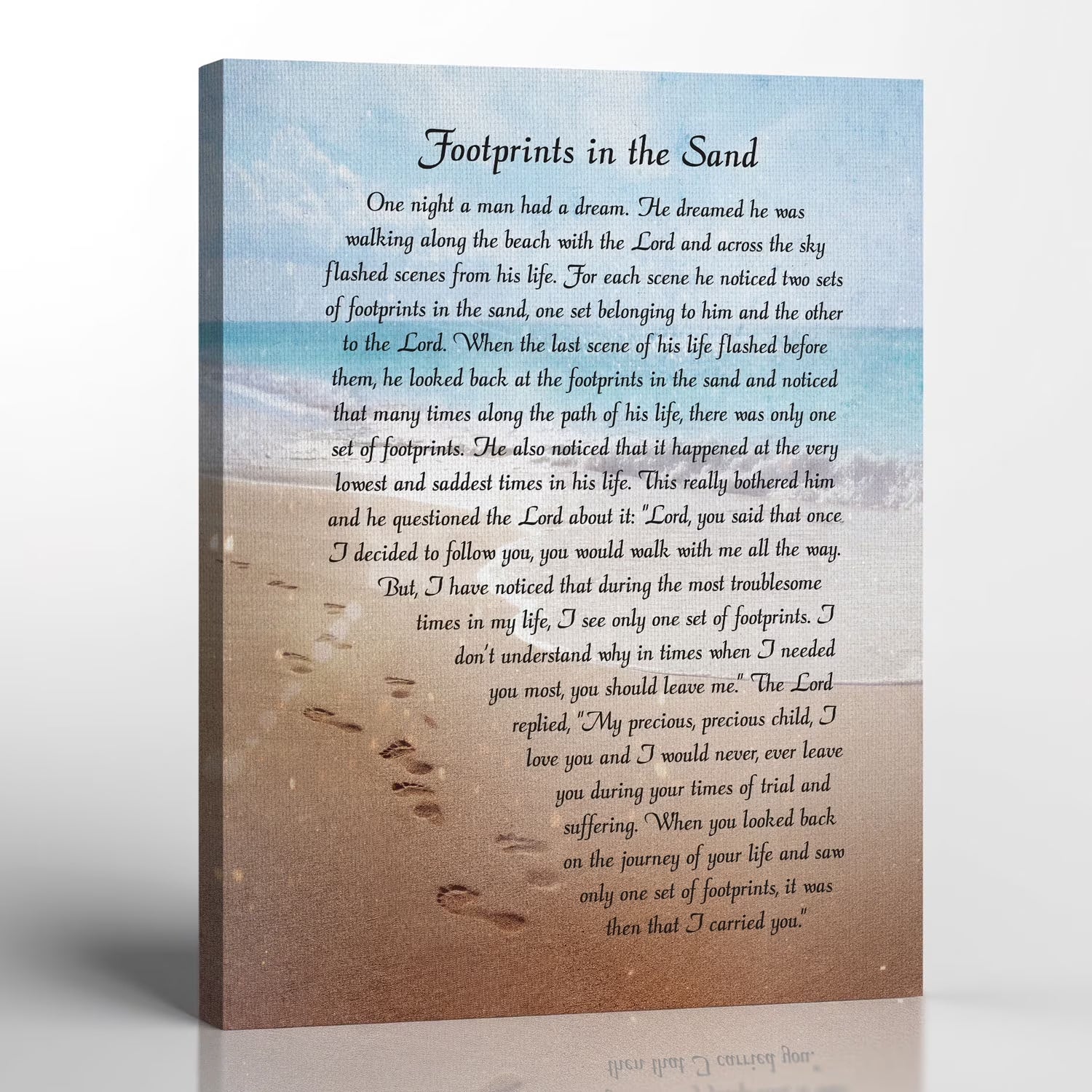 Footprints in the Sand Inspirational Wall Art, Beach Decor, Christian Gifts for Women and Men, Christian Wall Decor, Get Well Soon, Encouraging Scripture Wall Art, Sympathy Gift , 16X20