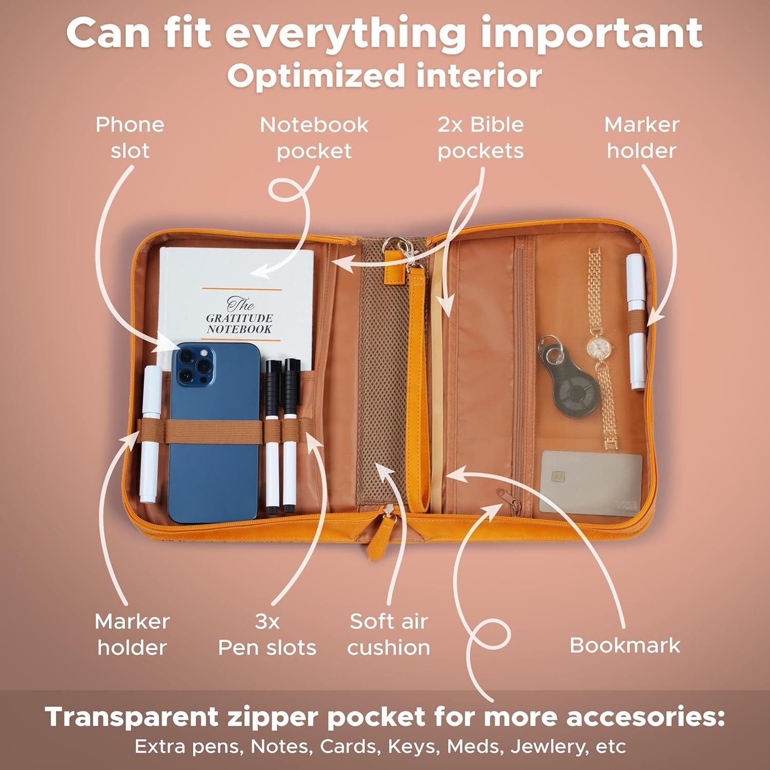 Large Bible Cover Case for Women (11"X8"X2.5") PU Leather Bible Cover for Girl