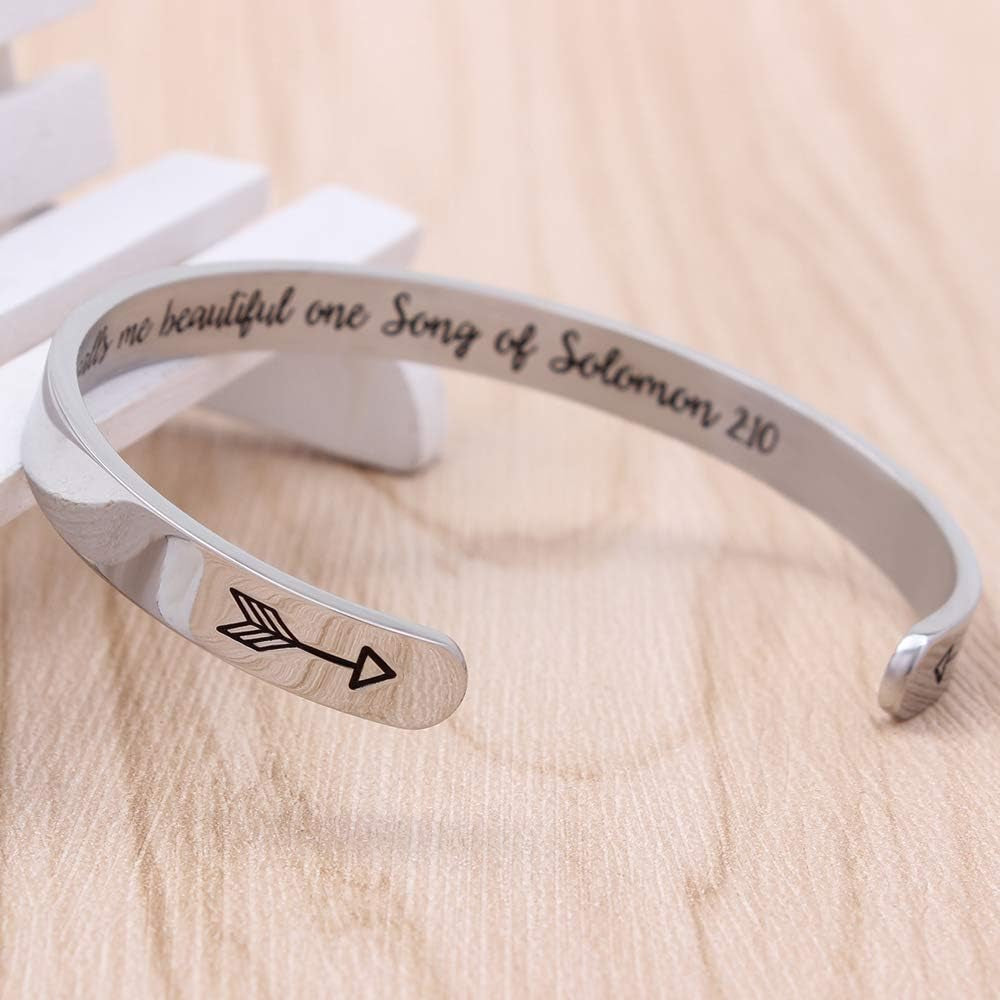 Christian Gifts for Women Inspirational Religious Bracelets for Women Her Girls Cuff Bangle Mens Bracelets Bible Verse Faith Baptism Gifts for Teenage Girls Mantra Quotes Engraved Jewelry
