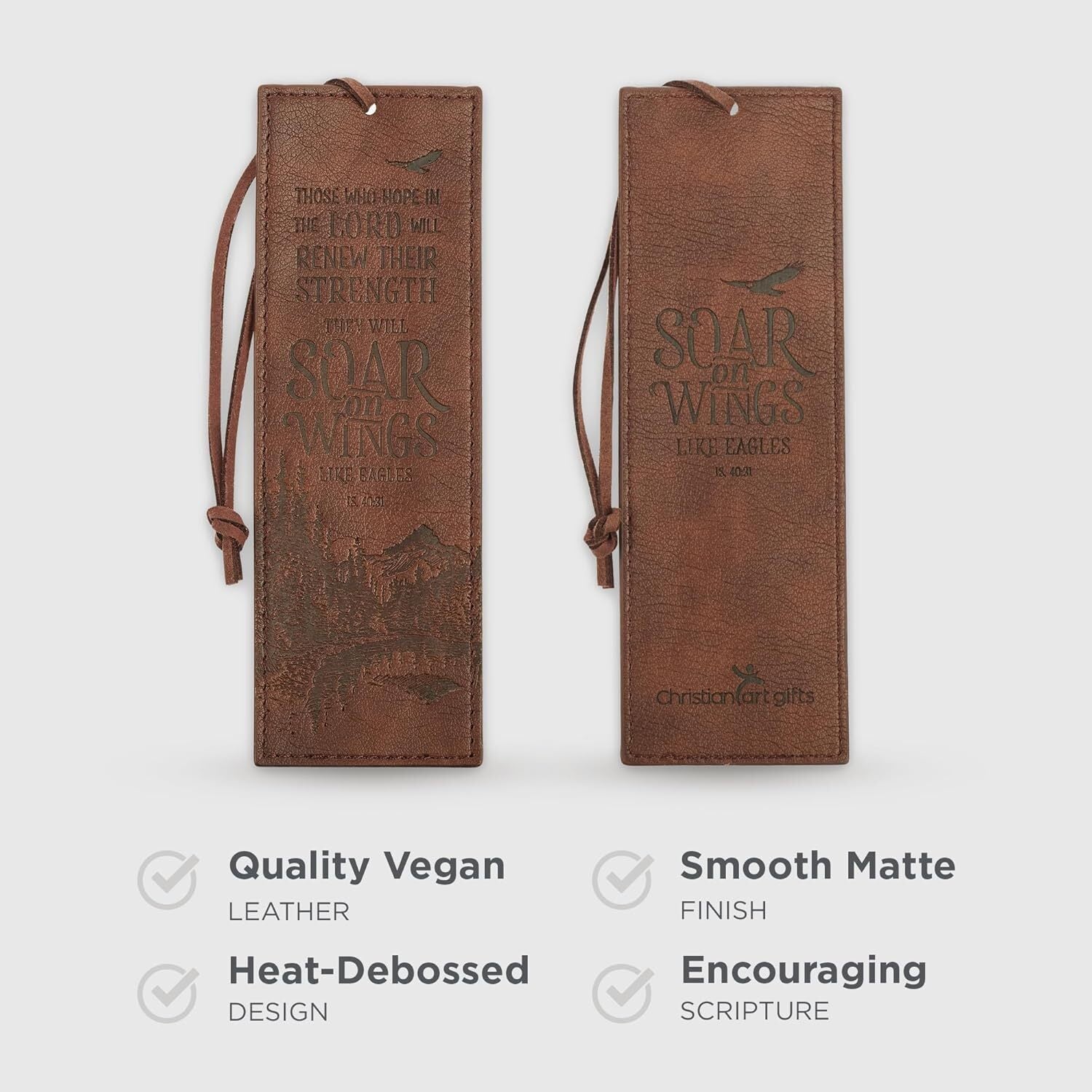 Christian Art Gifts Premium Vegan Faux Leather Scripture Bookmark for Men: Soar
