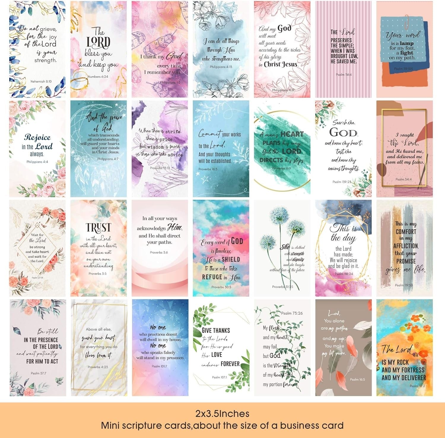 BRYTEFY 100 Prayer Cards for Women with Assorted Bible Verses, Mini Floral