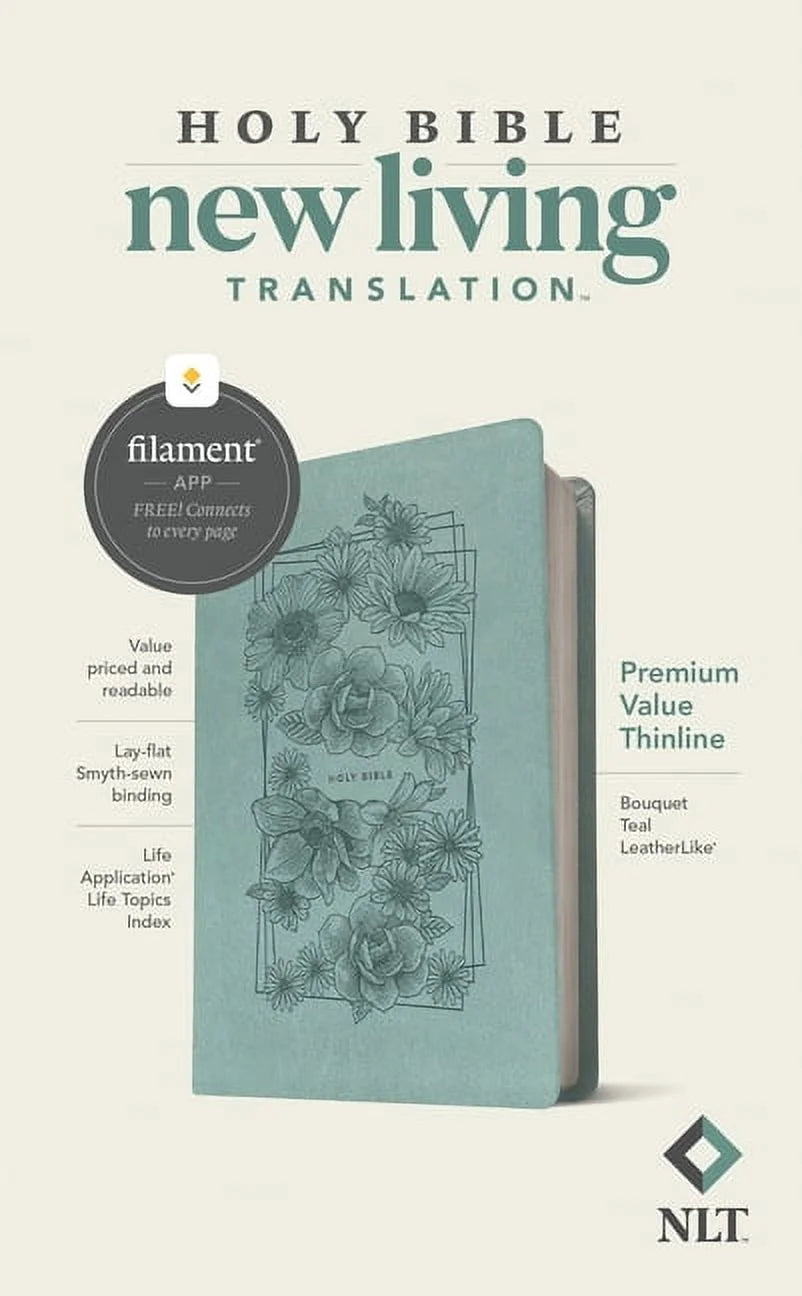 NLT Premium Value Thinline Bible, Filament Enabled (Leatherlike, Bouquet Teal), (Hardcover)
