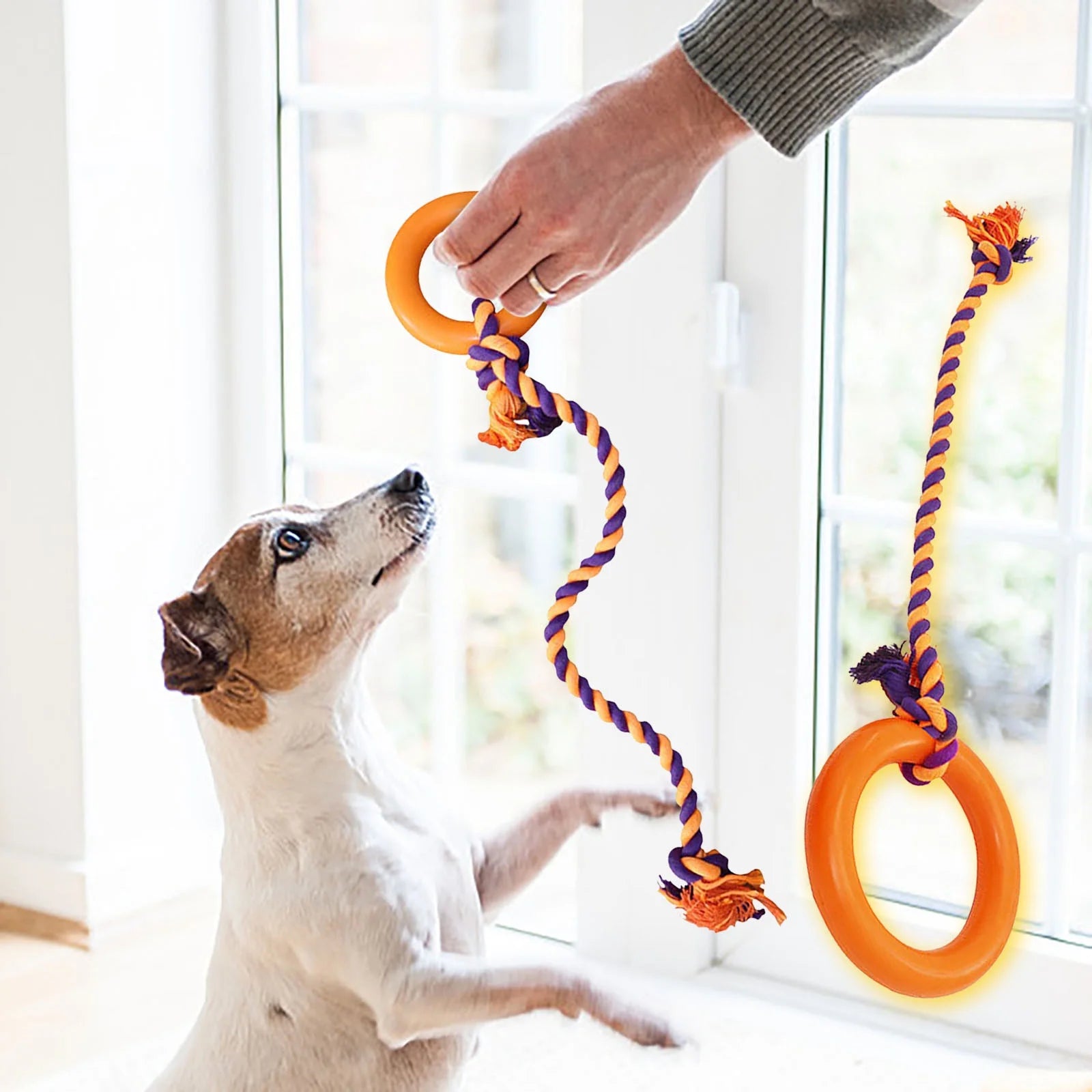 Dog Toys for Aggressive Chewers, Rubber Durable Tug of War Dog Toy, Dog Teeth Cleaning Toy, Dog Rope Toys for Medium and Large Dogs