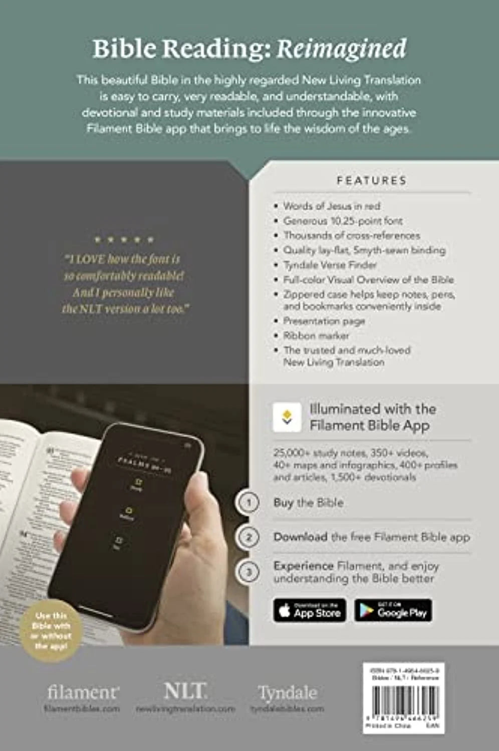 NLT Large Print Thinline Reference Zipper Bible, Filament Enabled (Leatherlike, Meadow Navy & Pink, Red Letter), (Hardcover)