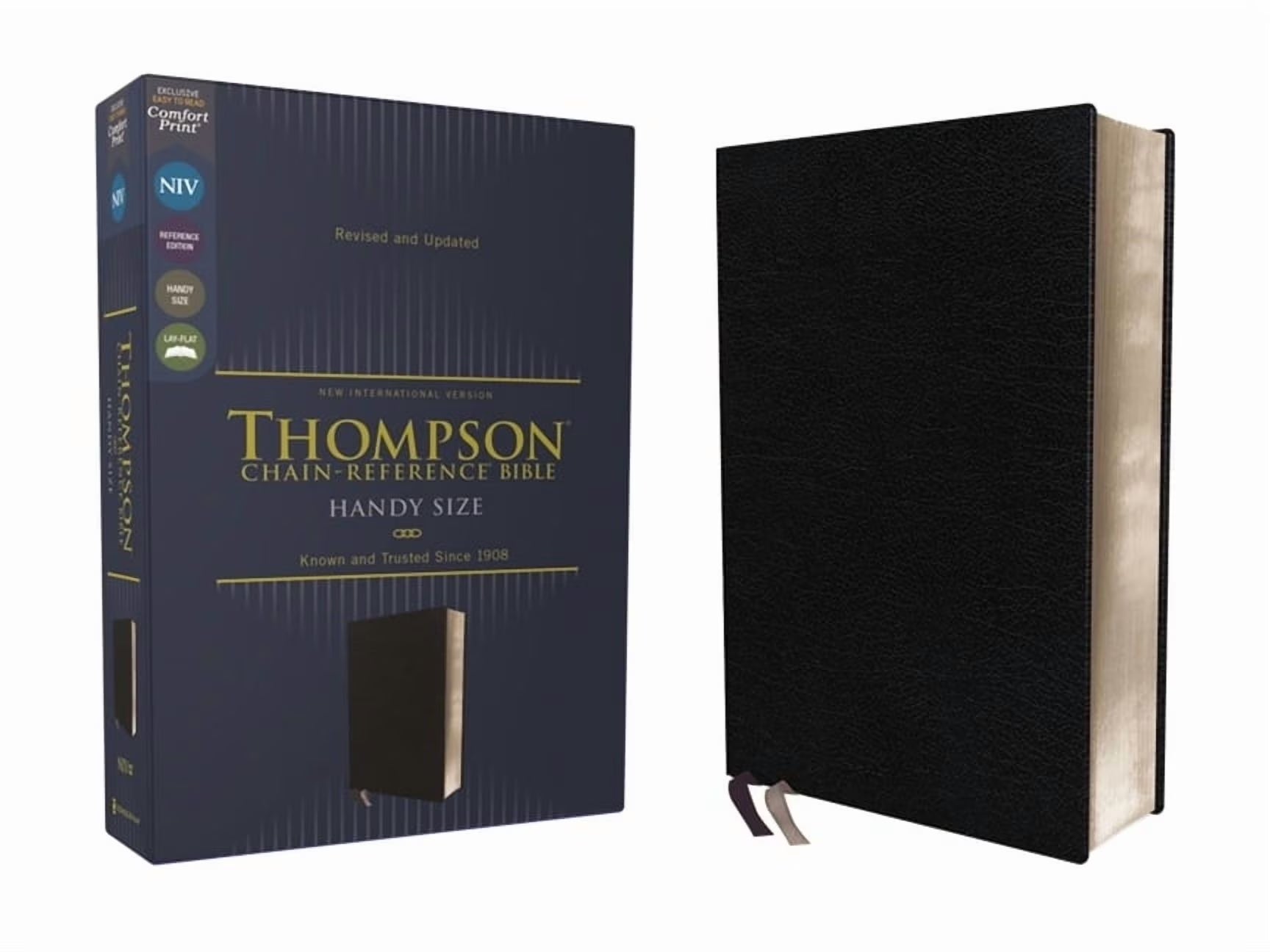 Niv, Thompson Chain-Reference Bible, Handy Size, European Bonded Leather, Black, Red Letter, Comfort Print, (Hardcover)