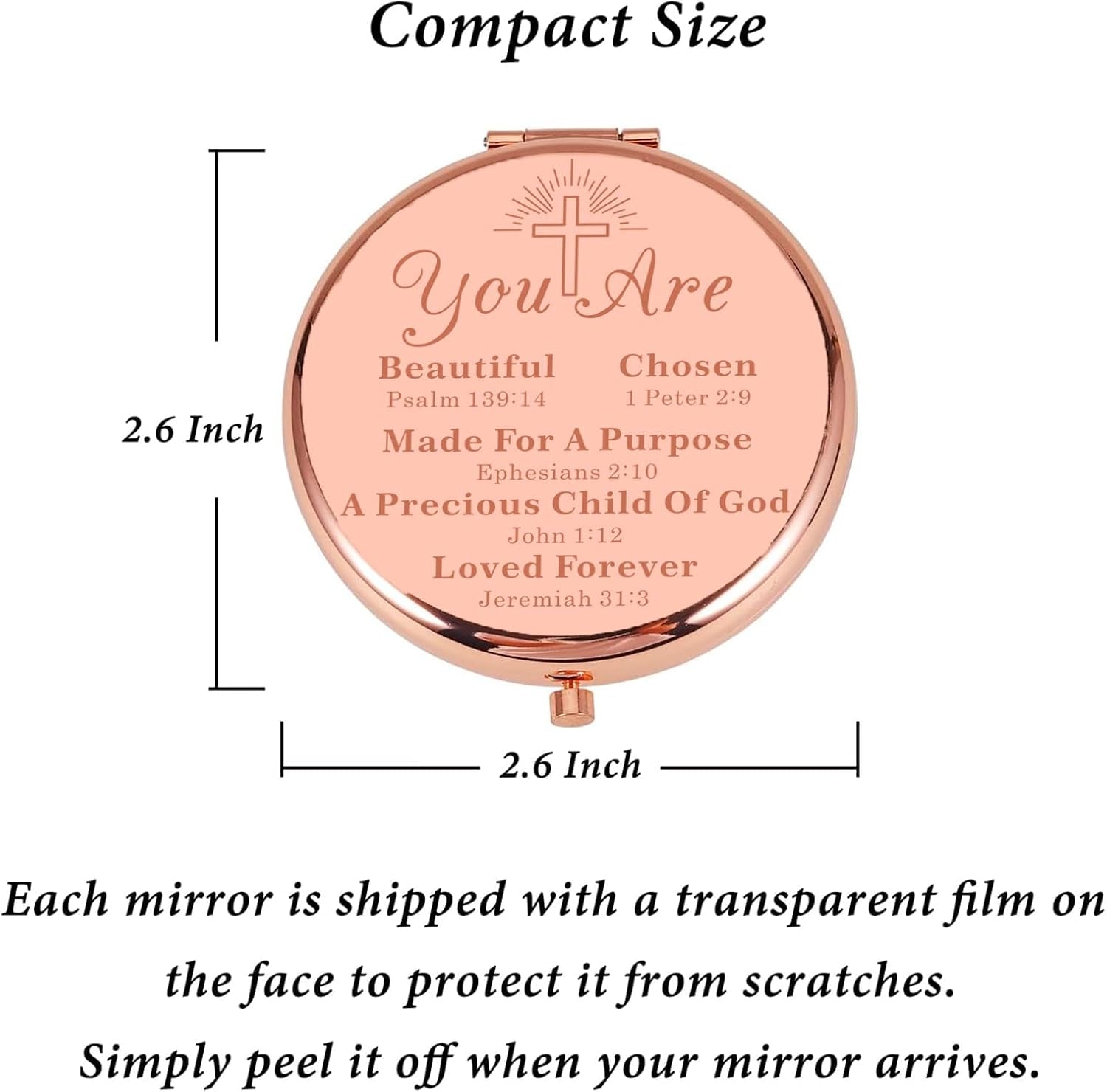 Christian Gifts for Women Makeup Gift Religious Gifts for Women Daughter Baptism Confirmation First Communion Adults Christmas Stocking Stuffers Easter Basket Stuffers for Teens Girls Compact Mirror