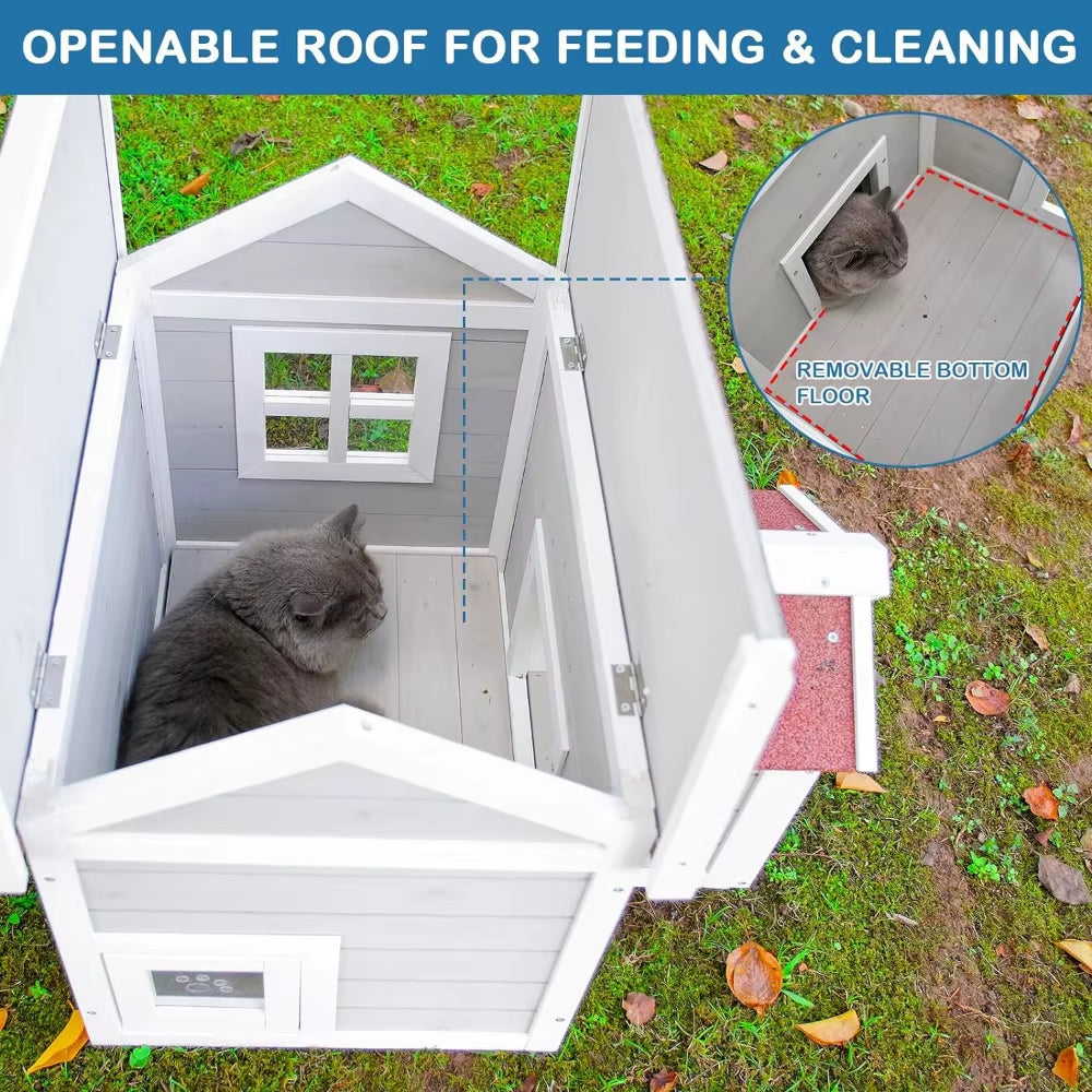 House for Cats Bed Cat House Outdoor for Winter Cat Enclosure Weatherproof for Feral Cats with Openable Roof Pet Products Kennel