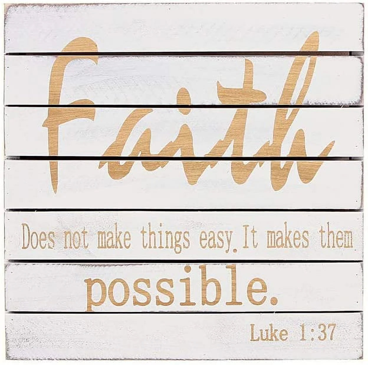 Wood Wall Plaque Faith Sign, Bible Verse Wall Art Hanging Decoration Christian Religious Home Decor Sign with Inspirational Quote, 9.75X9.75 Inch