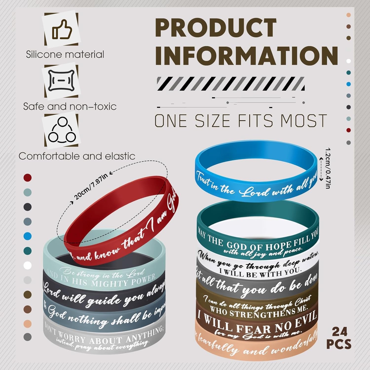 Bible Verses Bracelets Bulk Scripture Silicone Wristbands Inspirational Motivati