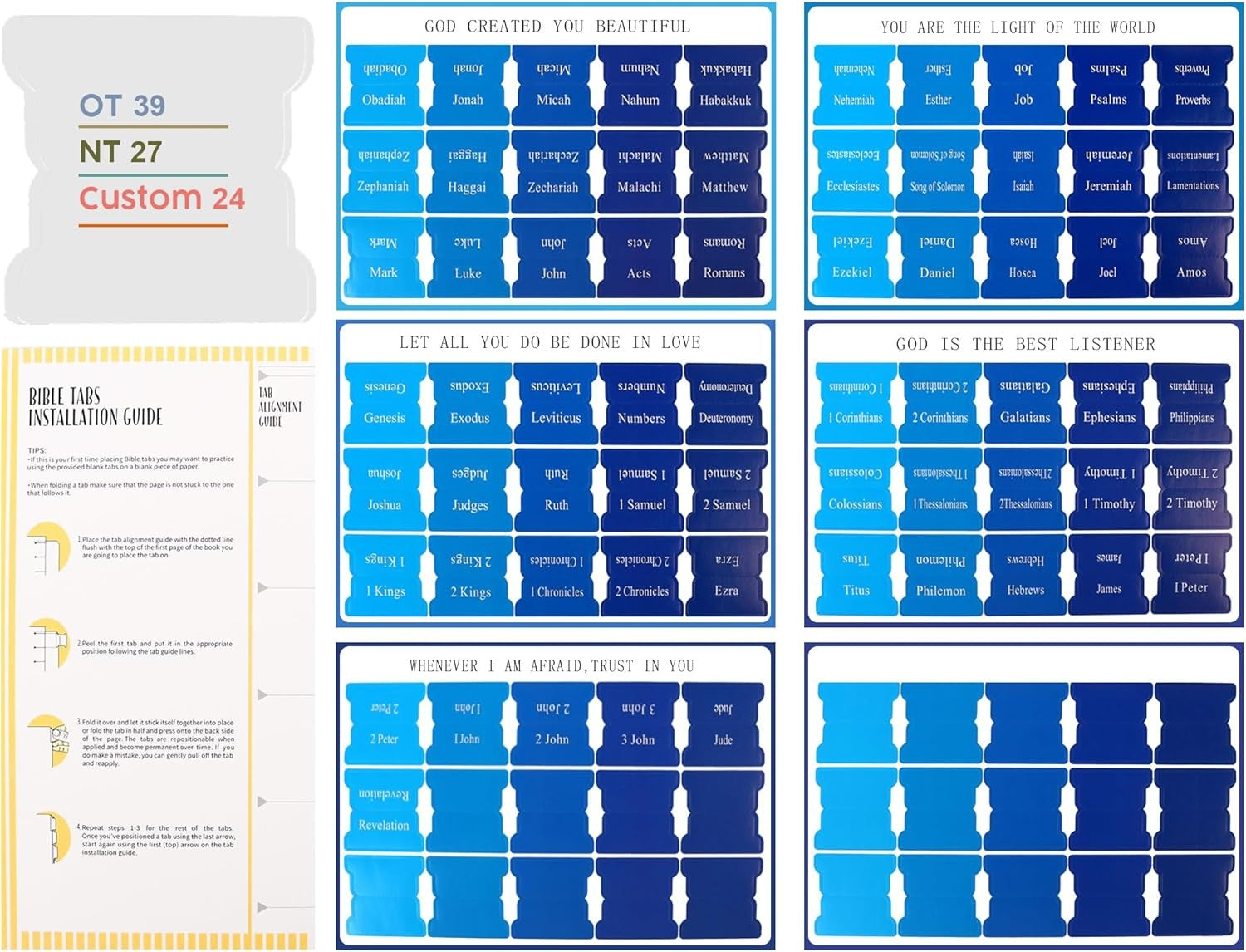 Blue Bible Tabs for Men'S Bible Studies & Small Groups, Large Print Tabs Fits NI