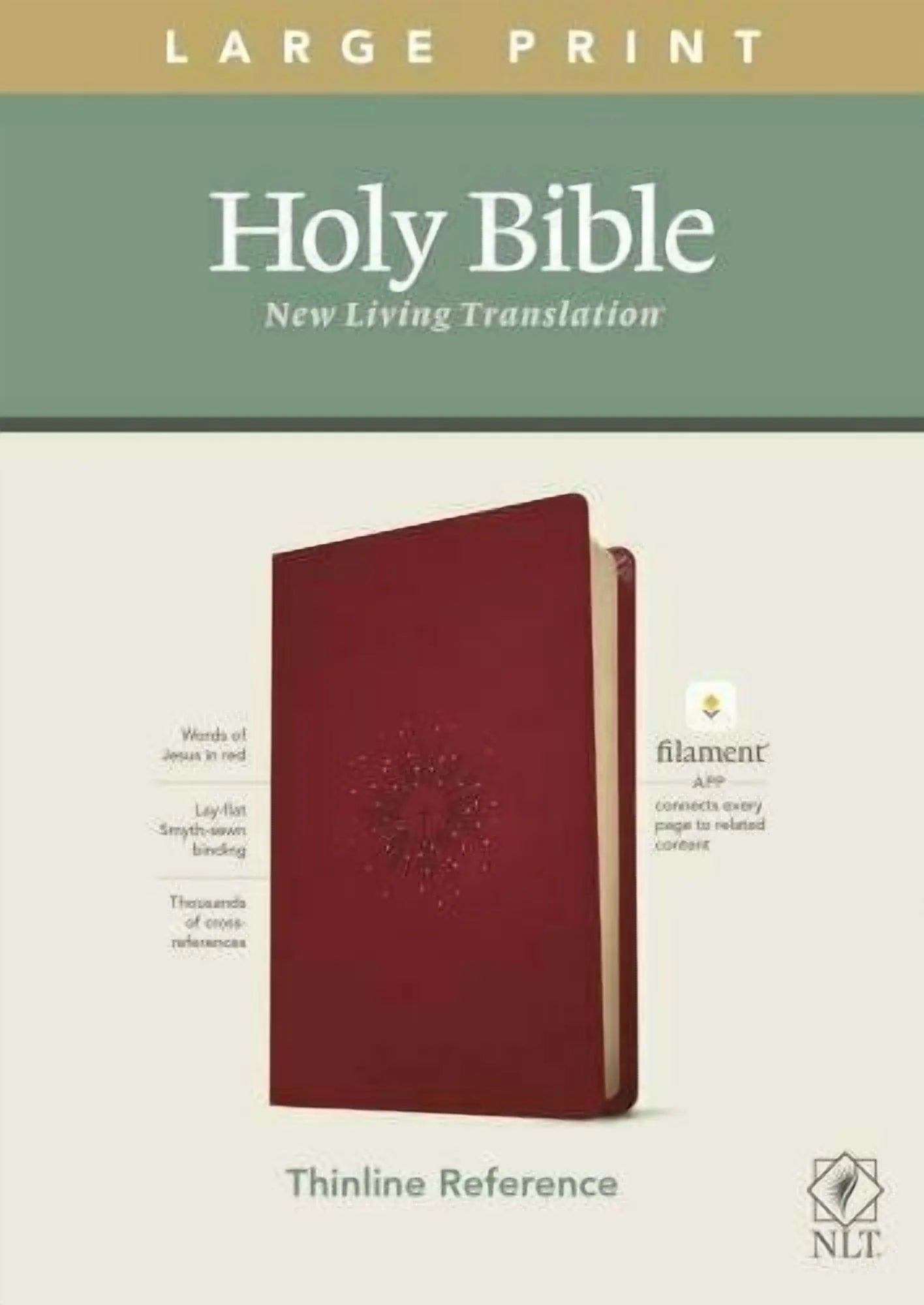 NLT Large Print Thinline Reference Bible, Filament Enabled Edition (Red Letter, Leatherlike, Berry), (Hardcover)