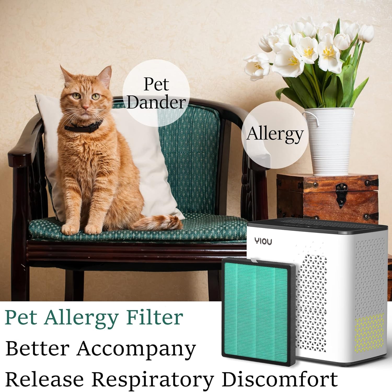 Air Purifiers for Home Large Room up to 547 Ft², H13 True HEPA Air Filter 20Db Air Cleaner Odor Eliminator for Allergies Smoke Dust Pollen, Black