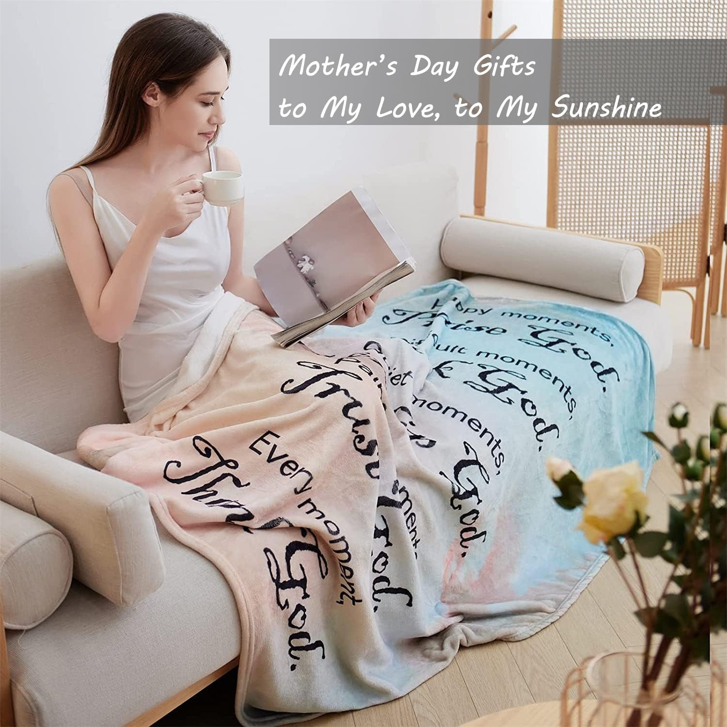 Healing Throw Blanket with Inspirational Prayers - Soft 40X50 Gift for Women Men