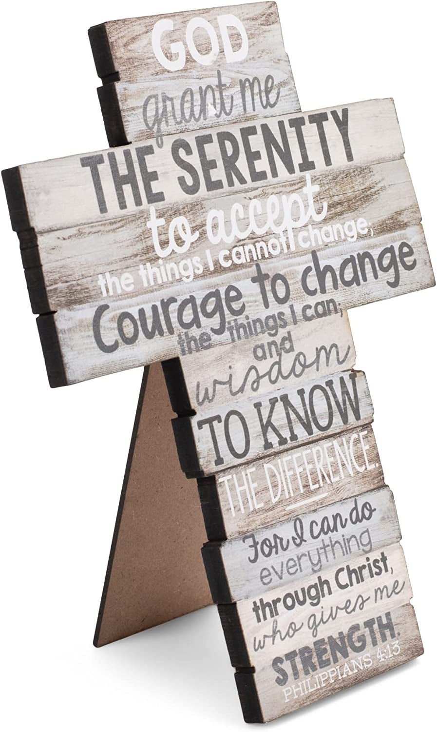 God Grant Me Serenity Distressed Wood 9 Inch Stacked Wood Cross Figurine